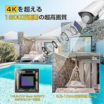 SOOHAO ワイヤレス防犯カメラ 4台セット 500GB W400-BS-4