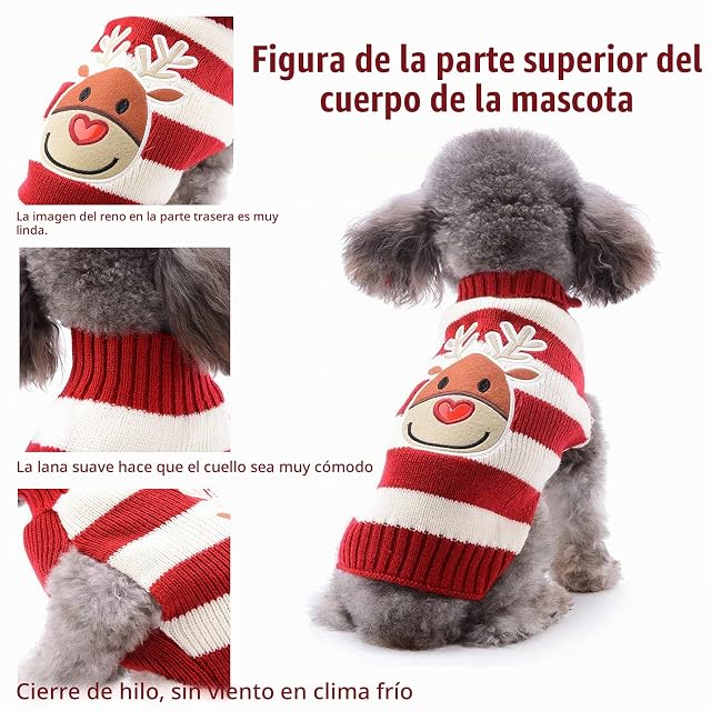 Foto 4 de 8 de Pet Xmas Pull-Overs - Suéter Cachorro Sudadero con Capucha Tejidos Halloween Dibujos Animados Calientes, Ropa…