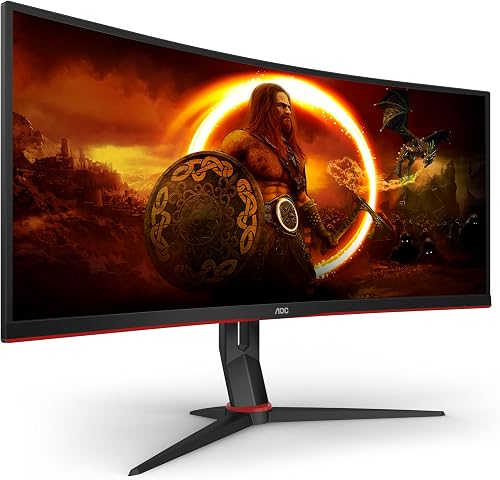 AOC Écran gaming incurvé ultrawide CU34G2X 86 cm (34 pouces) (QHD, HDMI, DisplayPort, FreeSync, temps de réponse de 1 ms, 144 Hz, 3440x1440) noir/rouge - 9