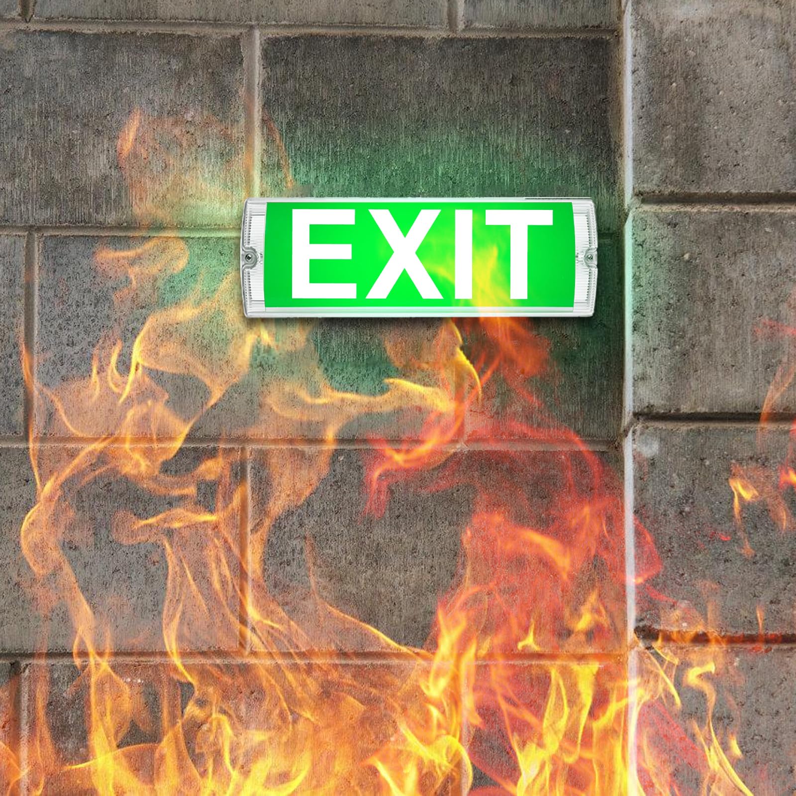 Vaileal Emergency LED Exit Sign Bulkhead: Emergency LED Fire Exit Light IP65 5W, Emerge Bulkhead Light with Legends - Image 3