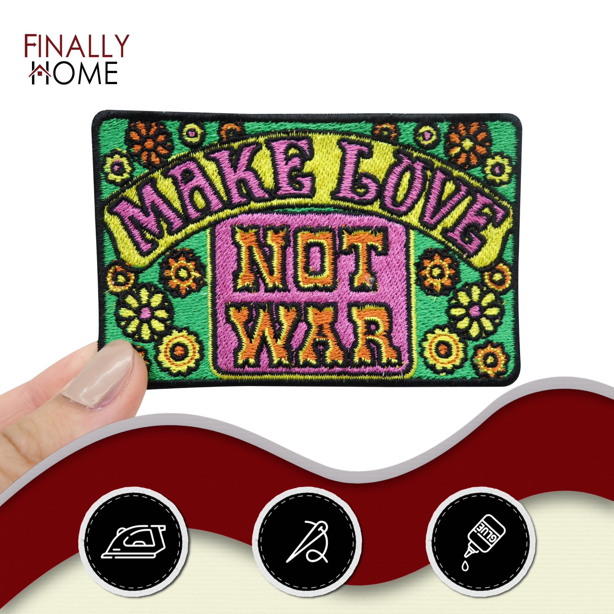 Finally Home Bunter Peace Hippie Patch zum Aufbügeln | Patches, Bügelflicken, Frieden Flicken, Aufnäher