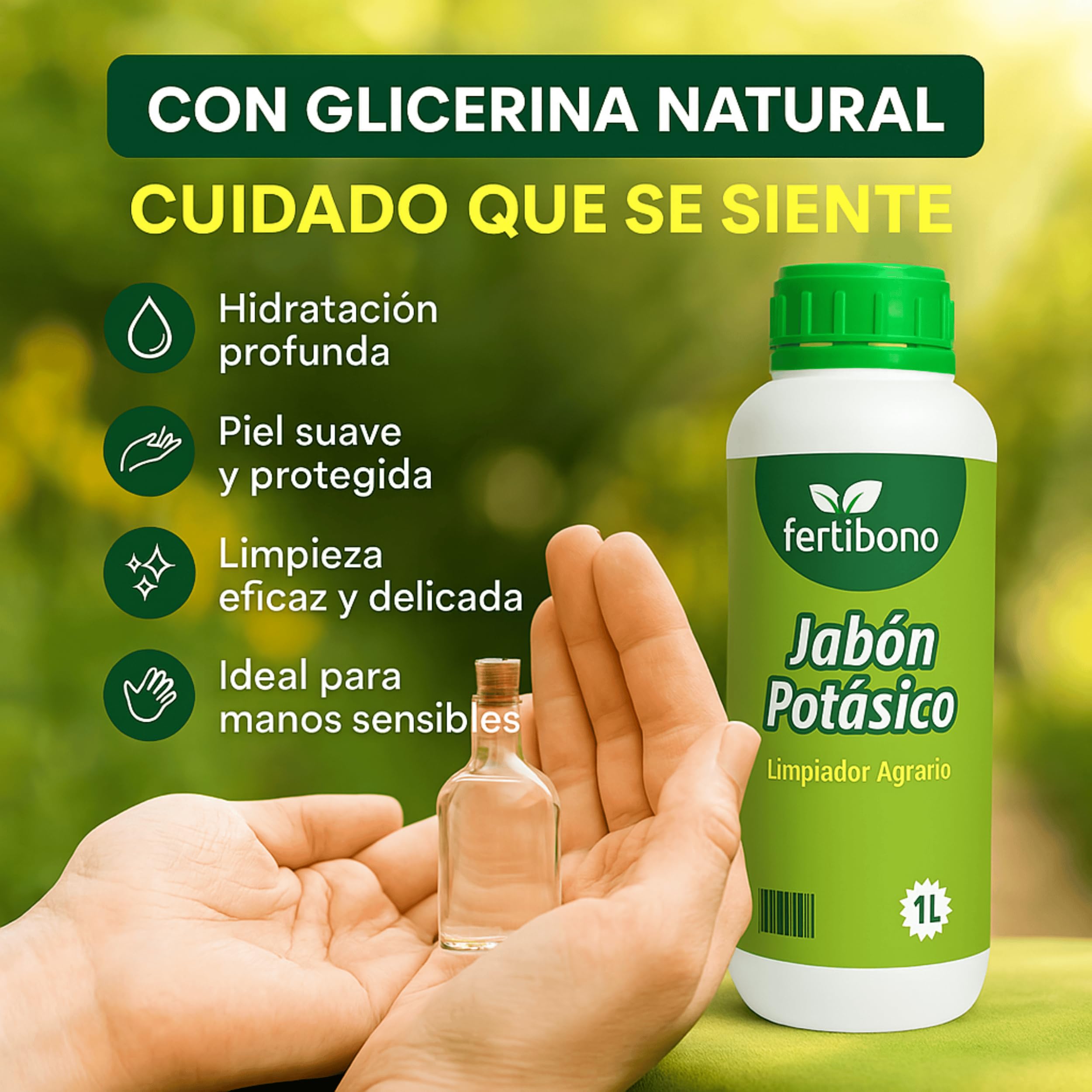 Fertibono - Jabón Potásico y Aceite de Neem - 1L + 1L - Limpieza y Cuidado Natural para Plantas y Jardín - 100% Ecológico y Biodegradable