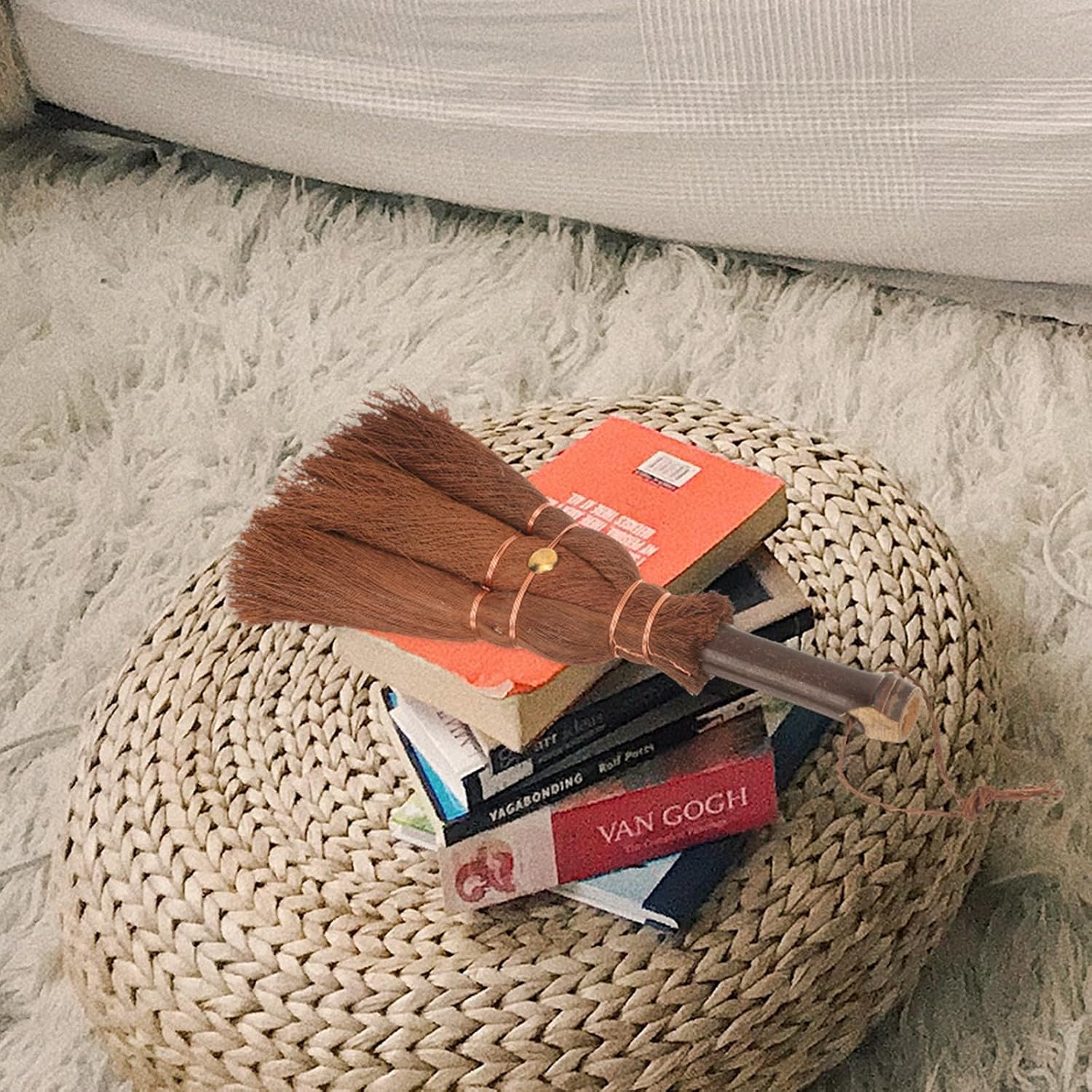 Yardwe Hand Broom Floor Duster Straw Woven Soft Bristles Manual Cleaning Accessory for Home Kitchen Household Dust Removal