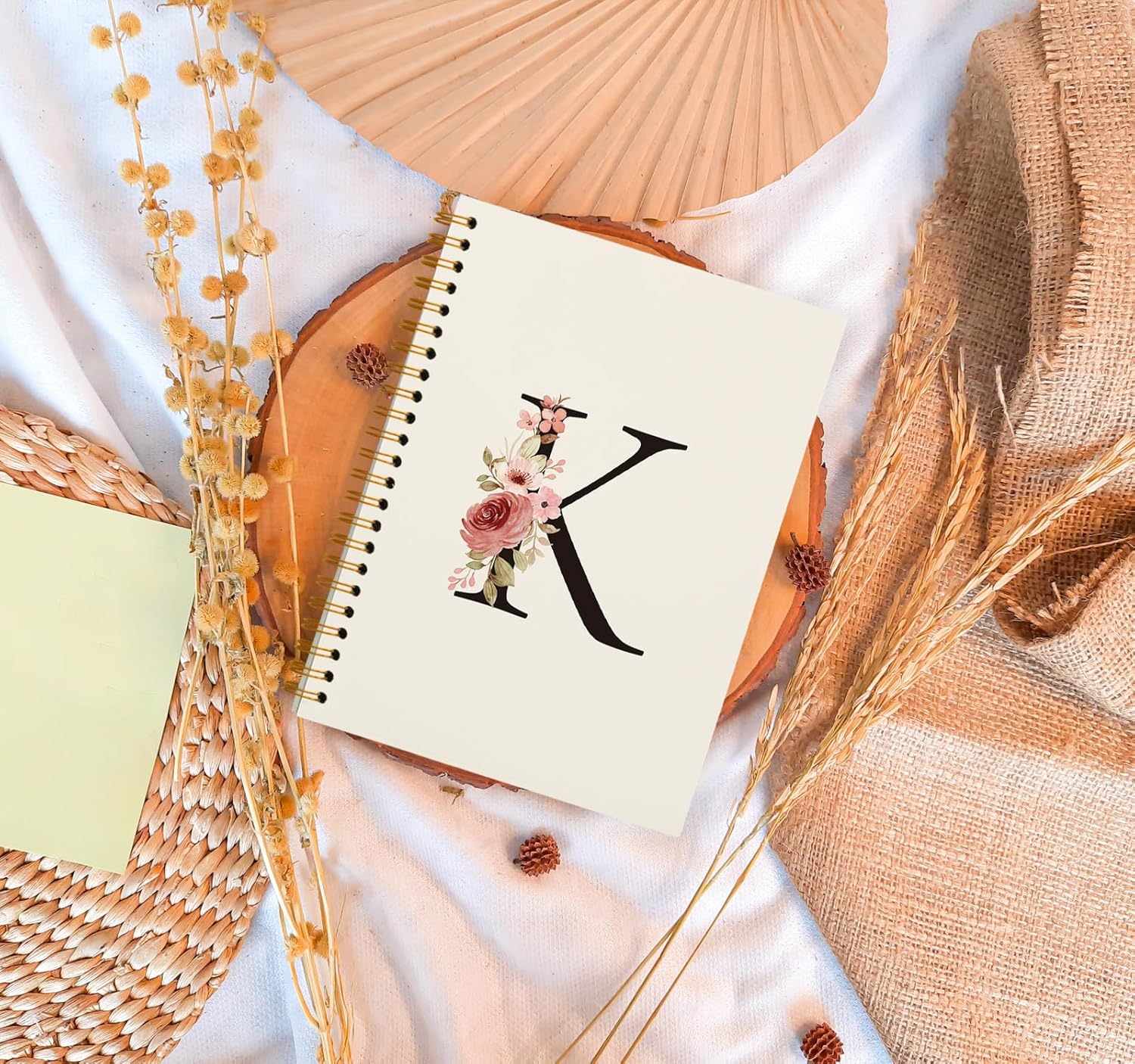 OXW Personalized Initial Letter K Notebook Journal, Custom Notebook for School Girls, Personalized Monogrammed Gifts for Women, Customized Gifts, Monogram Gifts, Hardcover Spiral Notebook 5.5 x 8.3 - Image 2