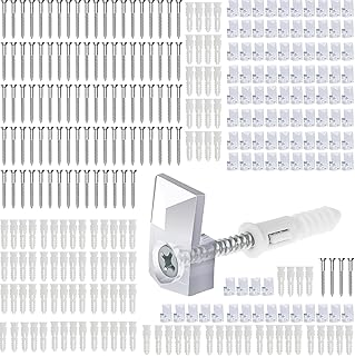 100Pcs Mirror Holder Clips Kits, Durable Transparent Glass Retainer Clips, Mirror Fixing Clips Kit with Screws & Mirror Hanger, Bracket Clips Set for Mirror Picture Frame Glass