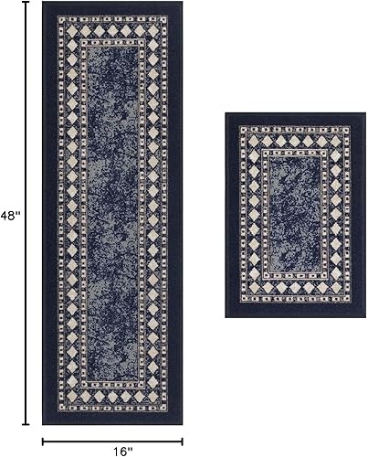 Miniatura 49 de Antep Rugs Alfombras modernas con bordes de 2 x 7 pies antideslizantes (antideslizante) de perfil bajo con parte trasera de goma para interiores