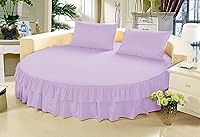 Vista 6 de Falda de cama – 1 pieza sólida de 21 pulgadas, con doble volante, caída a medida, para cama redonda, algodón puro de 800 hilos