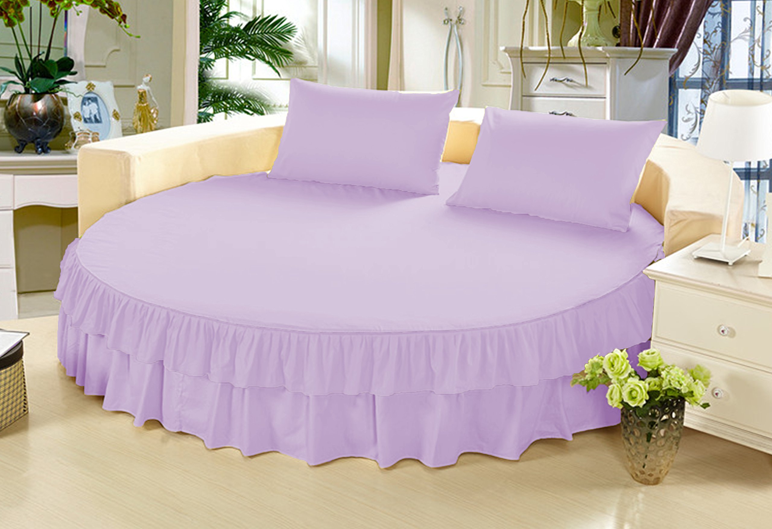 Falda de cama redonda de 243 cm ideal para renovar el estilo de tu dormitorio primaveral