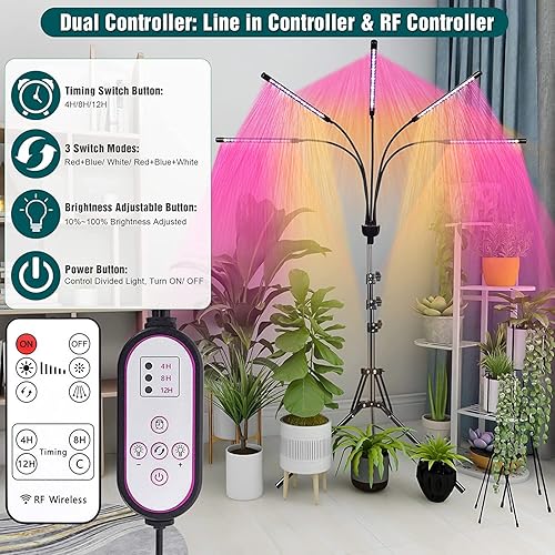 Miniatura 10 de KEELIXIN Luces de cultivo para plantas de interior 5 cabezales de luces para plantas de interior luces LED de espectro completo luz de crecimiento