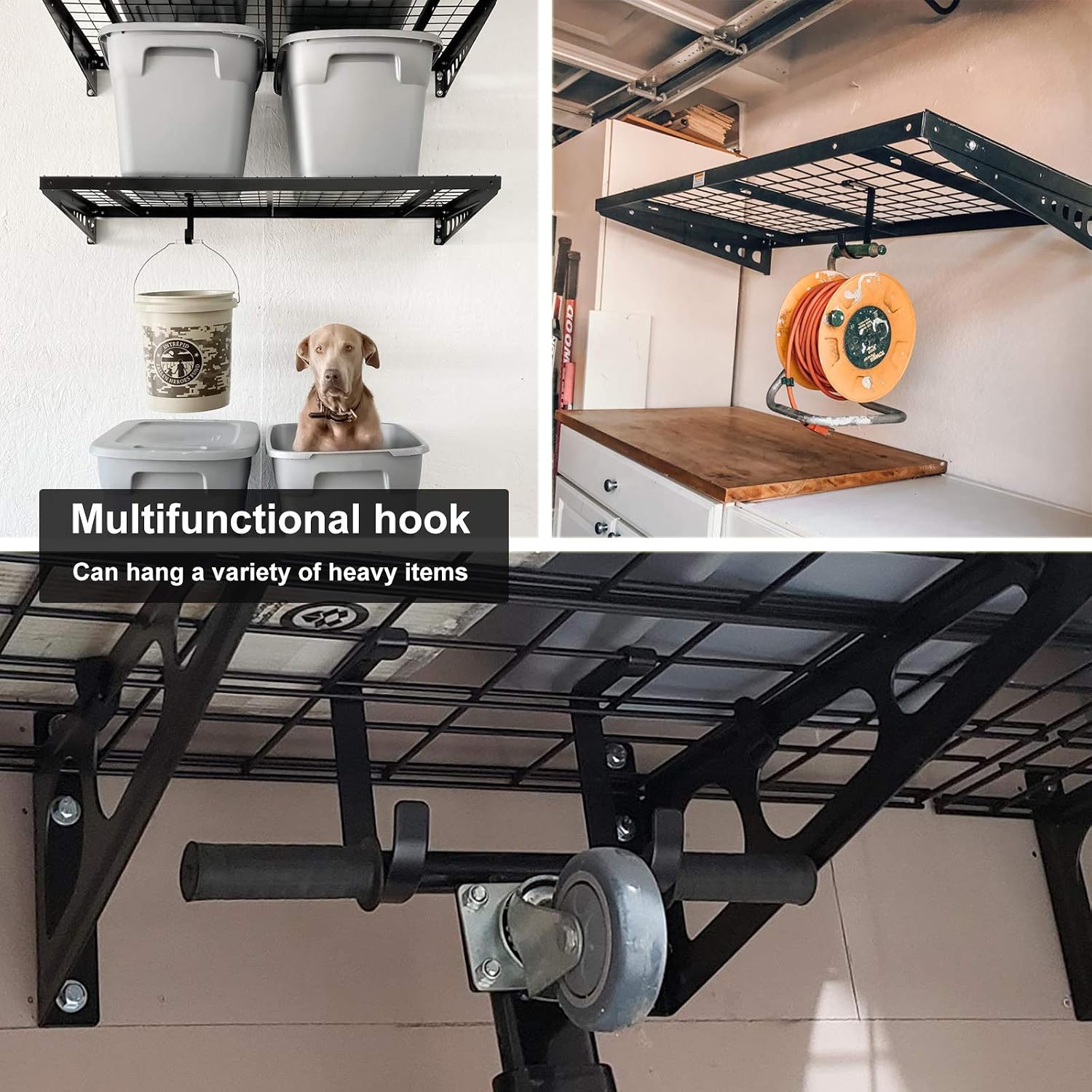 Qualward Add-On Storage Hook Accessory for Ceiling Rack and Wall Shelving,Flat Hook, 6 Pack