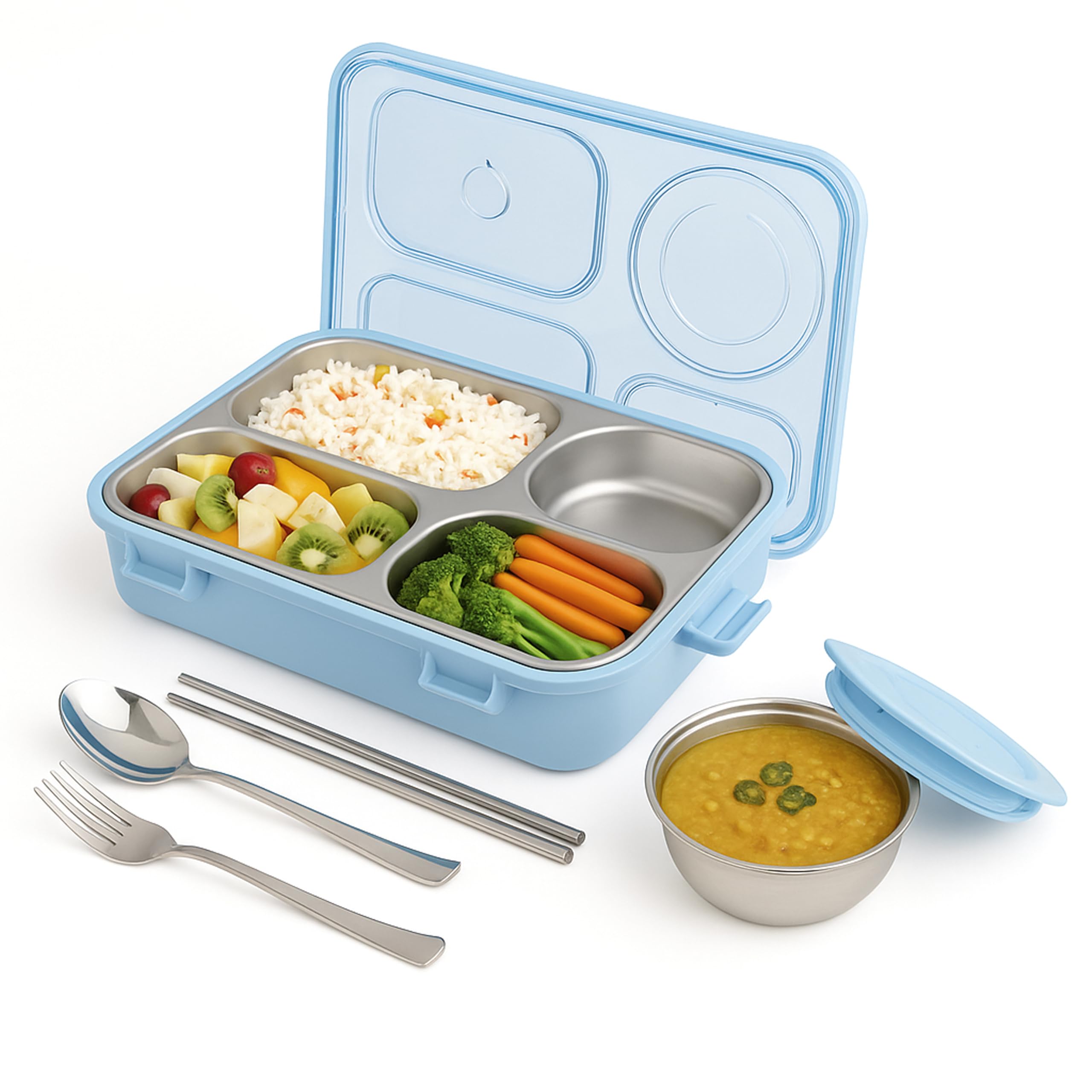 Brand Conquer 4-Compartment Steel Lunch Box at ₹599 – Amazon