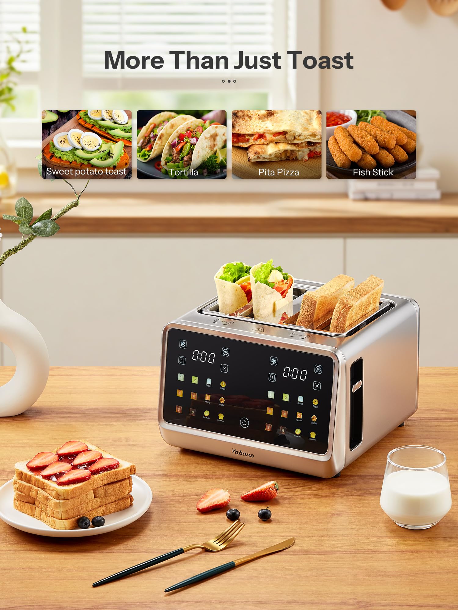 Yabano 4 Slice Toaster - Smart Touch & 6 Levels -4 Yabano 4 Slice Toaster - Smart Touch & 6 Levels -4