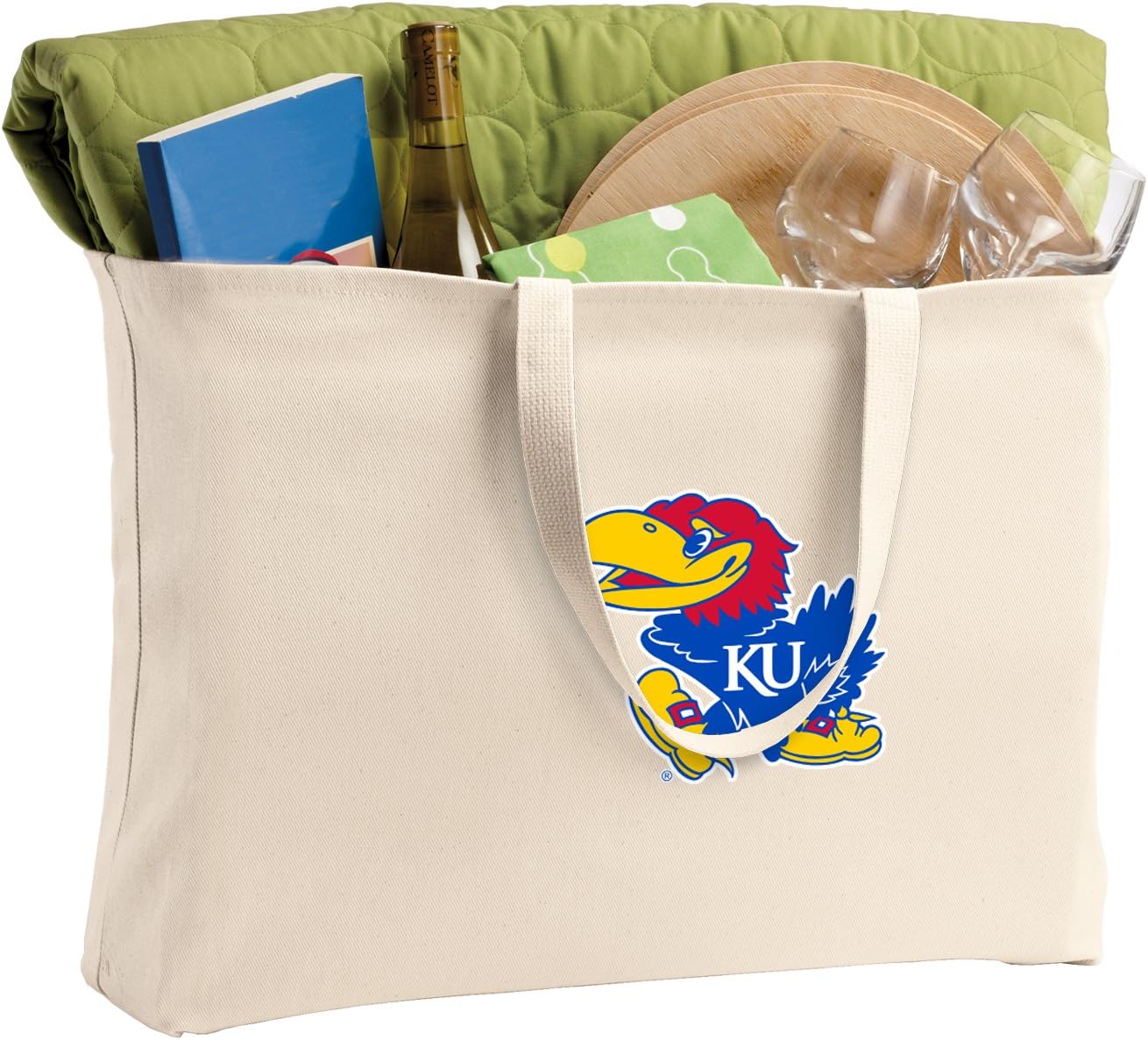 Broad Bay JUMBO University of Kansas Tote Bag or Large Canvas KU Jayhawks Shopping Bag