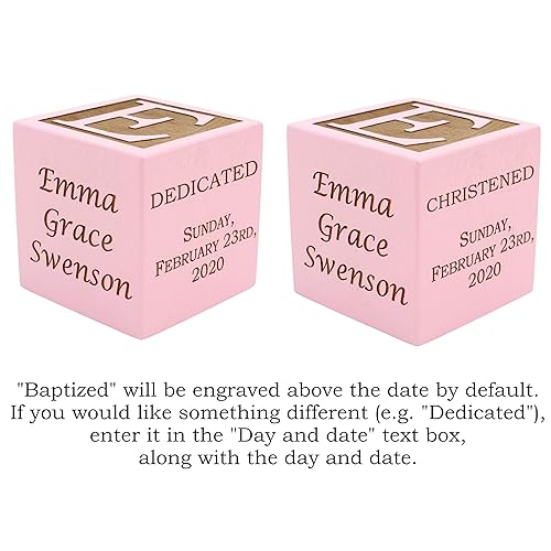 Miniatura 4 de Bloque de madera rosa personalizado para bautizodedicaciónbautizo para bebé, elige entre 3 tamaños, regalo de bautismo para niña, regalos de