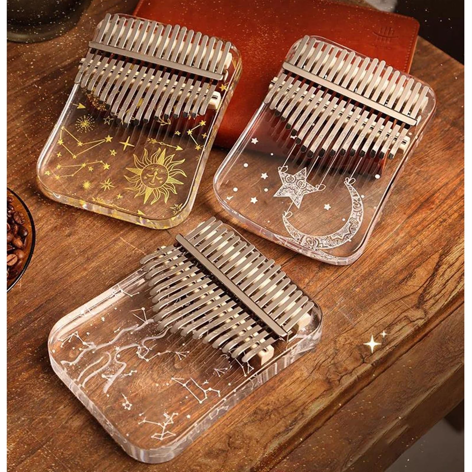 Pianino Kciukowe Kalimba 21-klawiszowy Profesjonalny Fortepian Kciukowy 21-klawiszowy Kalimba Akrylowy Instrument Klawiszowy Kciukowy(B)