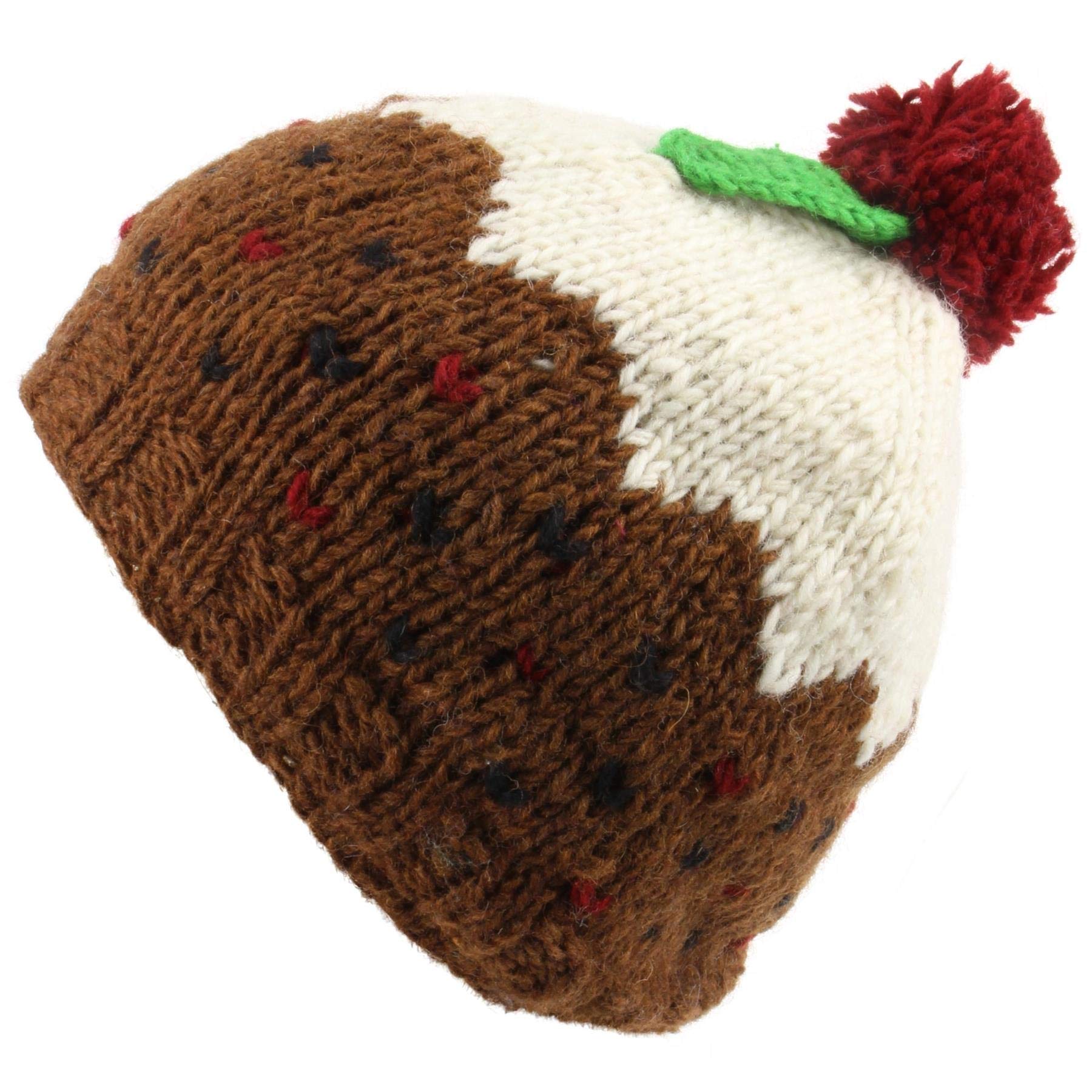 LOUDelephant Wool Knit Christmas Pudding Hat with Warm Fleece Band Xmas