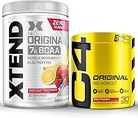 Vista 1 de Paquete de preentrenamiento y BCAA de Cellucor, polvo Original C4 de preentreno, ponche de frutas, 30 porciones + XTEND BCAA en polvo, ponche