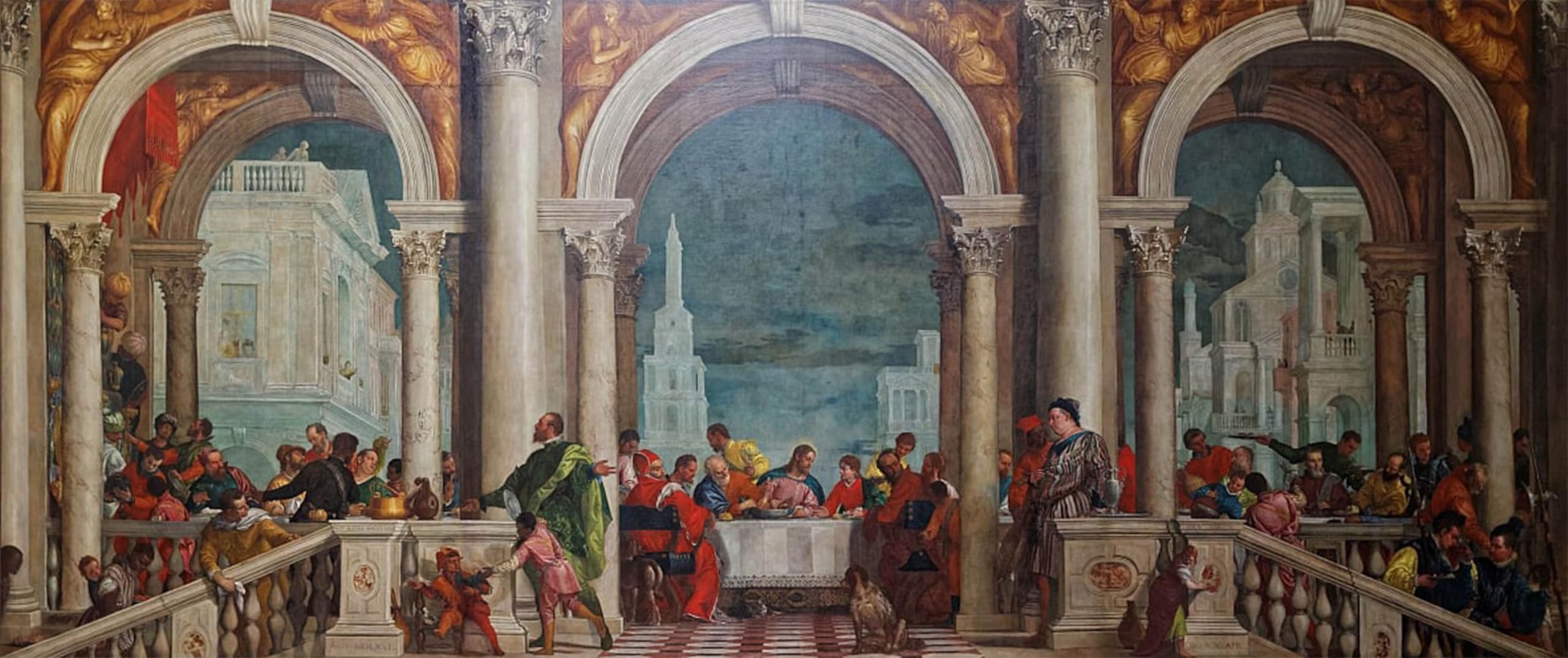 POSTERIIk Vintage Classic Picture Landscape Artwork Feast in the House of Levi by Paolo Veronese Portrait Canvas Painting for Office Home Decor 60x90cm
