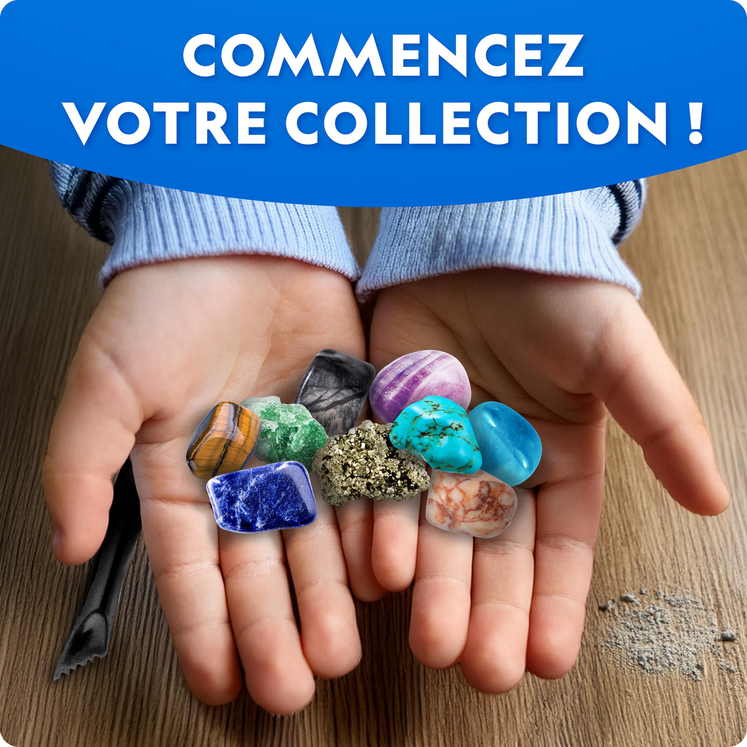National Geographic Méga Coffret d’Extraction de Gemmes – Déterre 100 Véritables Gemmes dans Un Grosse Brique, Kit de Minéralogie pour Enfants, Activité STEM avec Outils & Guide Illustré