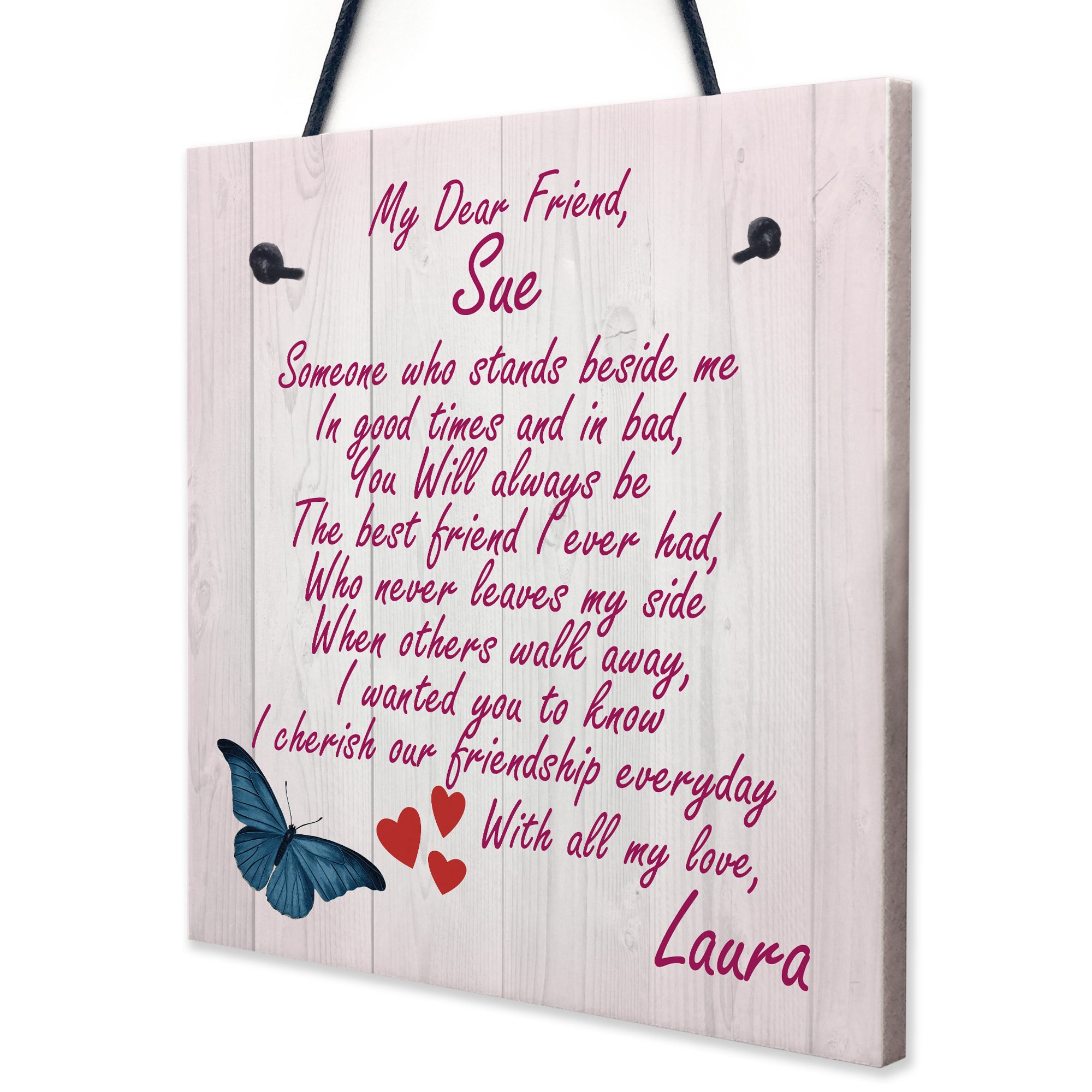 Red Ocean Personalised Cherish Friendship Best Friend Gift Hanging Plaque Family Keepsake Sign