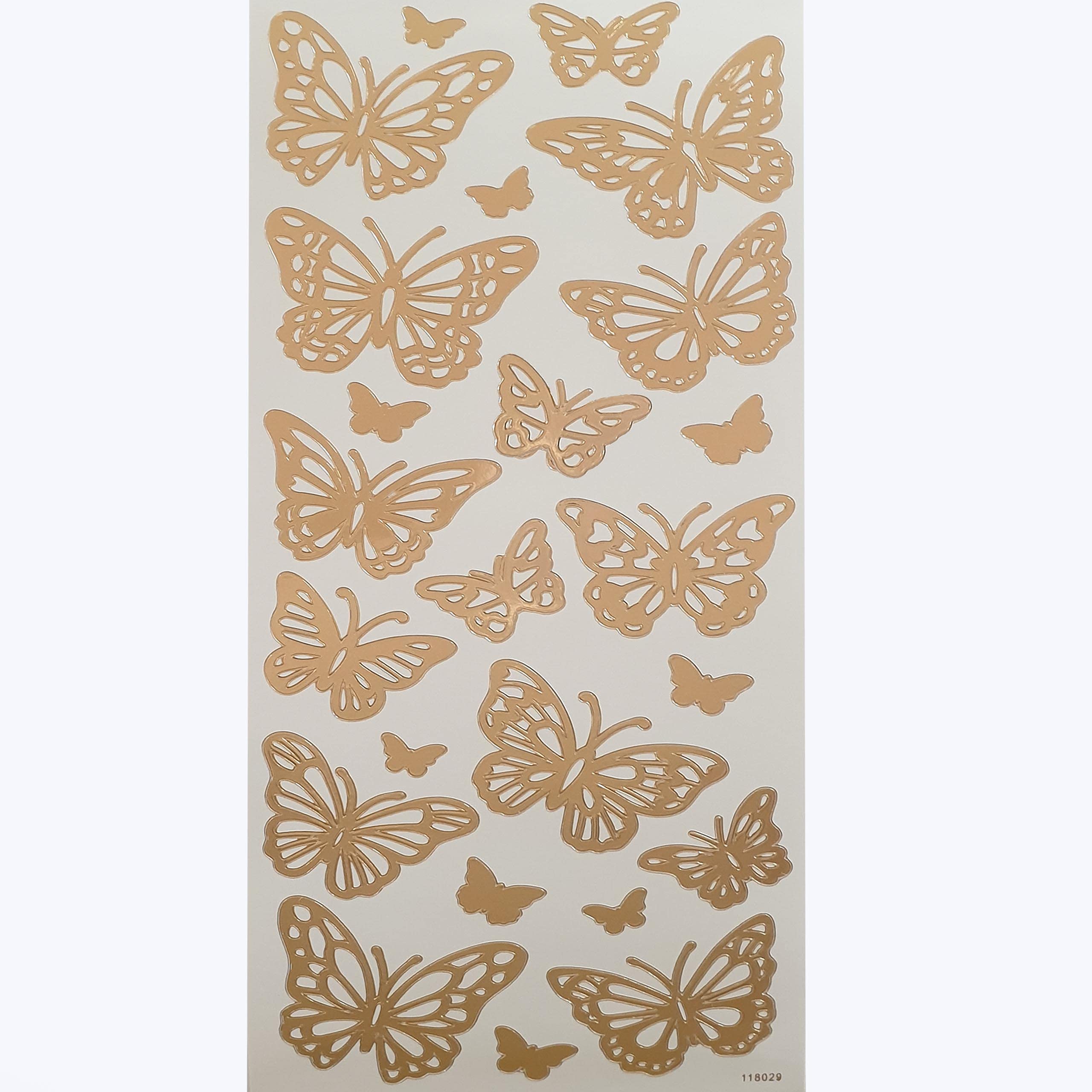 Pebble Eleven Assorted,Rose Gold Premium Butterfly Outline Sticker Sheet - Assorted Self Adhesive Butterflies (Rose Gold)