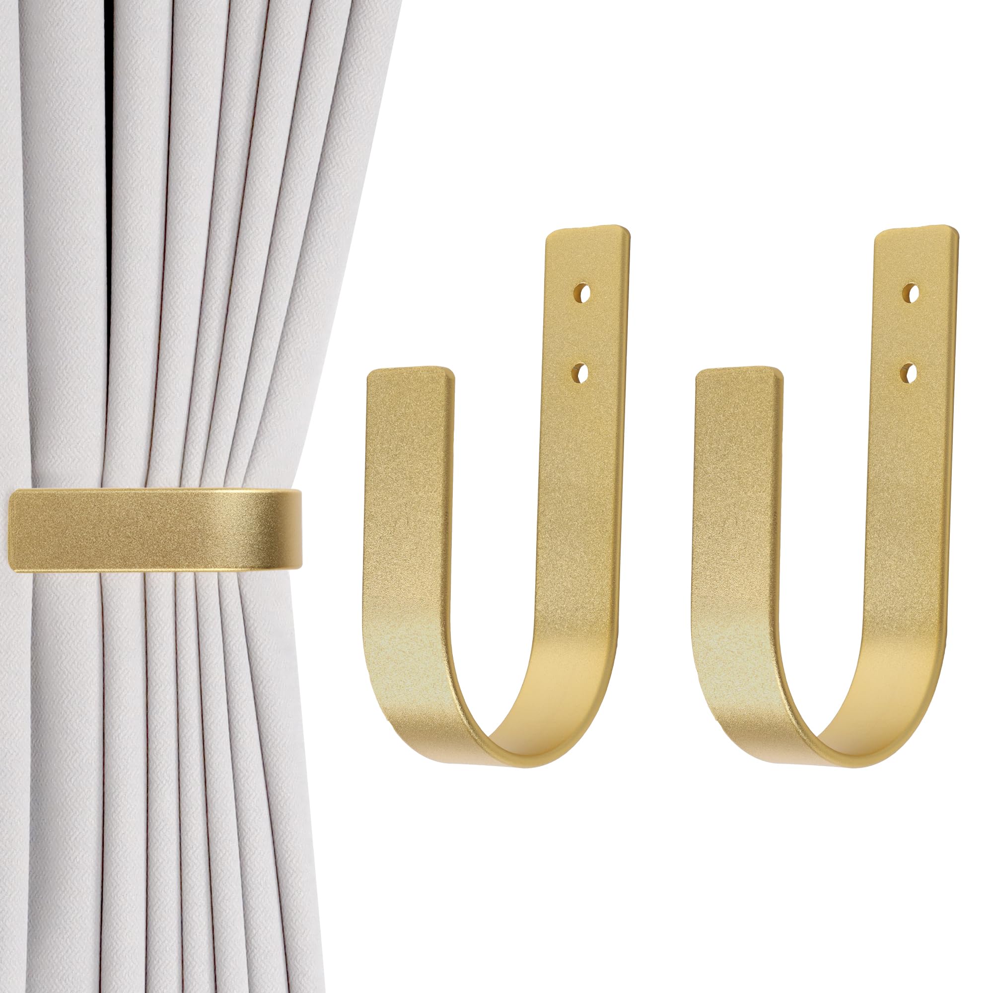 Lot De 2 Embrasses De Rideaux Auto-adhésives à Fixation Murale Supports De Rangement Anti Traces Crochets Muraux En Metal 98961014