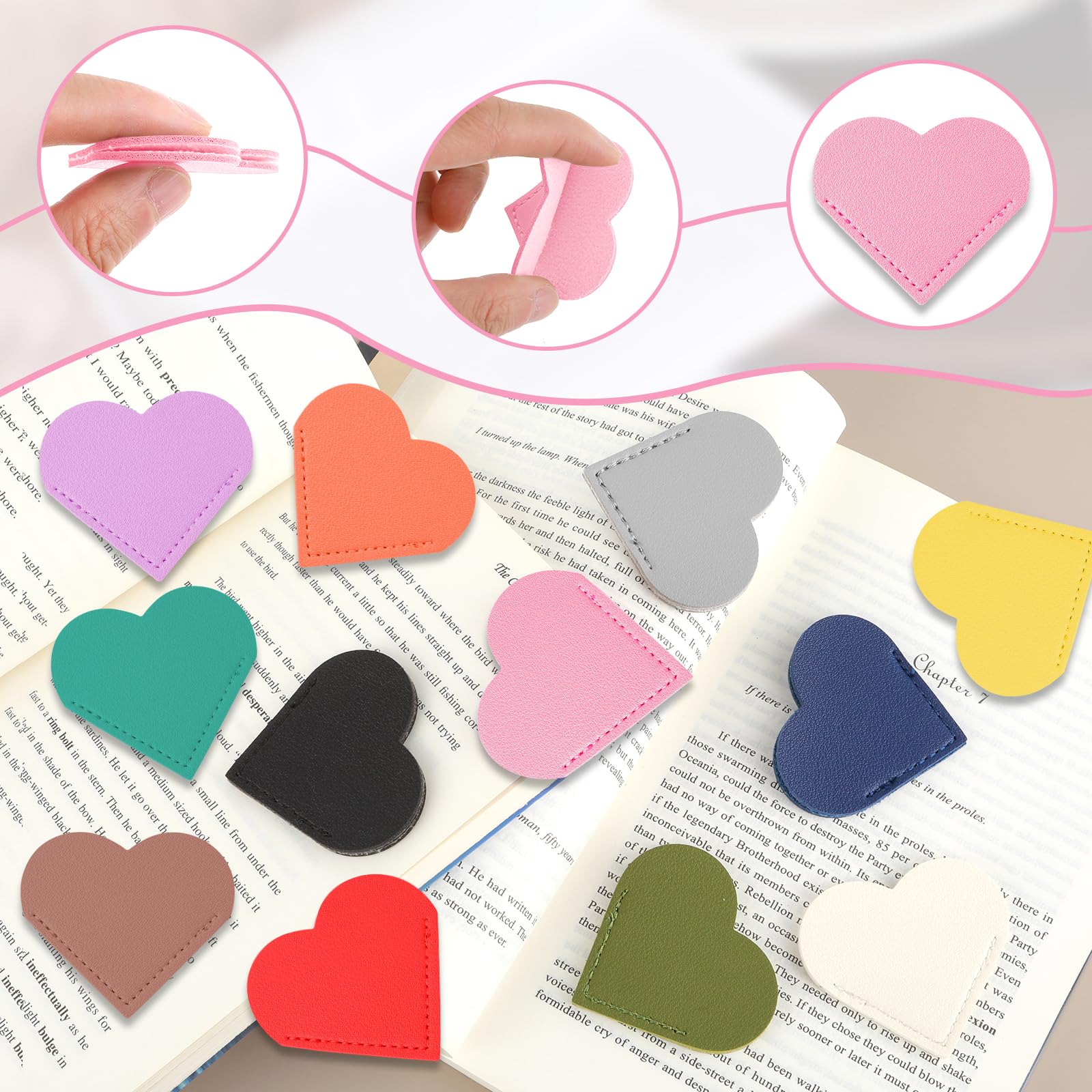 12 Segnalibri A Cuore In Pelle - Accessori Carini Per Libri, Regalo Per Lettori - Foto 11