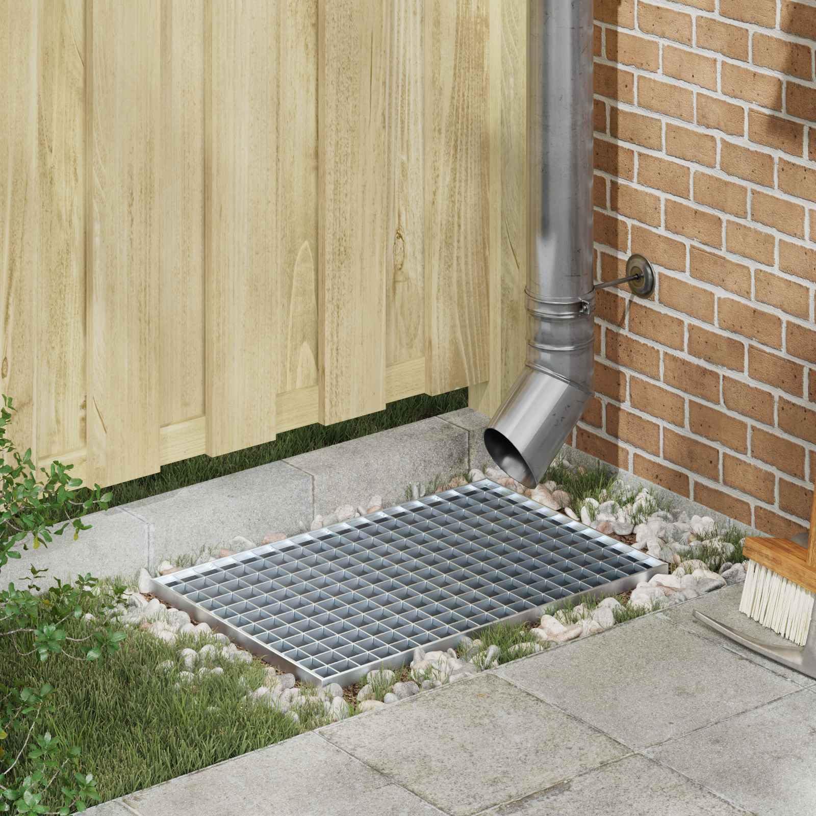vidaXL Gitter Silber 60 x 40 x 2 cm Feuerverzinkter Stahl, Garten und Terrasse, funktionale Roste, langlebige Metallgitter, robuste Abflusslösungen, urbanes Design