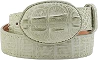 Vista 1 de El Presidente Kids Off White Western Cowboy Belt Crocodile Print Leather Rodeo Buckle
