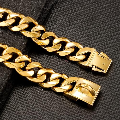 Miniatura 5 de CaptainSteeL Collar de perro cubano de acero inoxidable, 0.748in de ancho, cadena de cuello de perro medianogrande, longitud 15161820222426