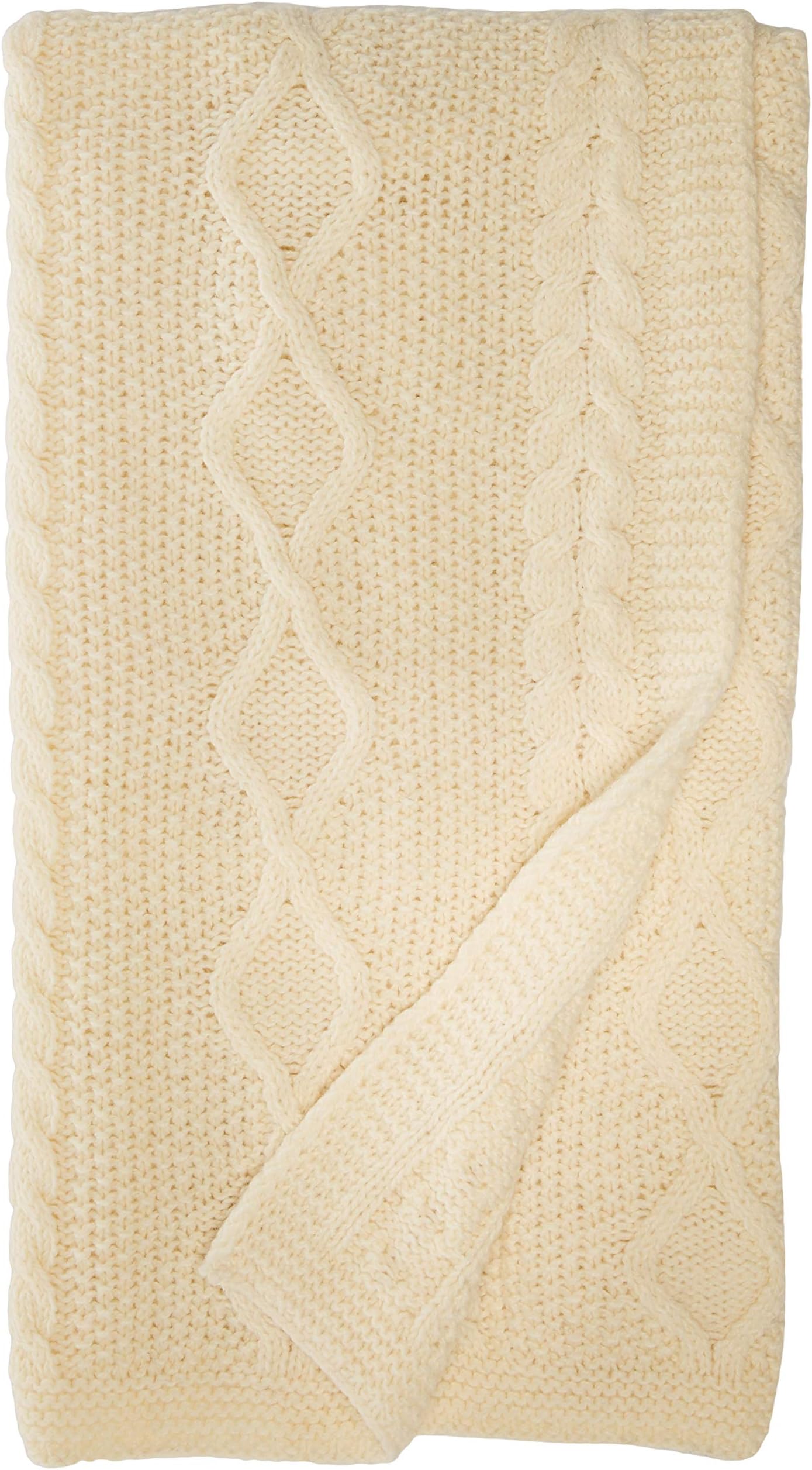 Handmade Aran Style 100% Merino Wool 71" X 39" Throw Blanket Made in Ireland