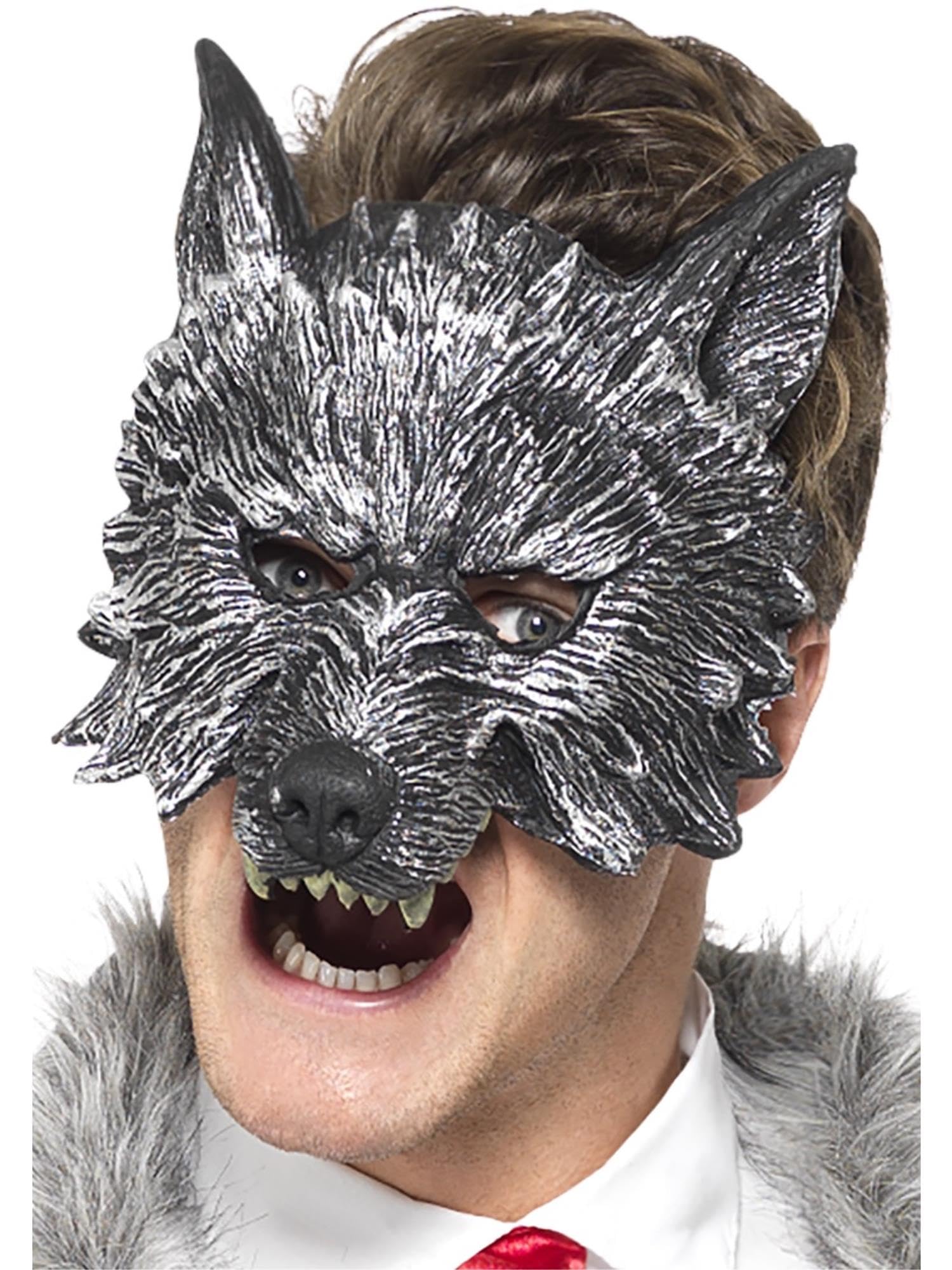 Smiffys Deluxe Big Bad Wolf Mask, Grey, Fairytale, Wings and Wands Fancy Fancy Dress, Storybook Character Dress Up Eye masks Halloween