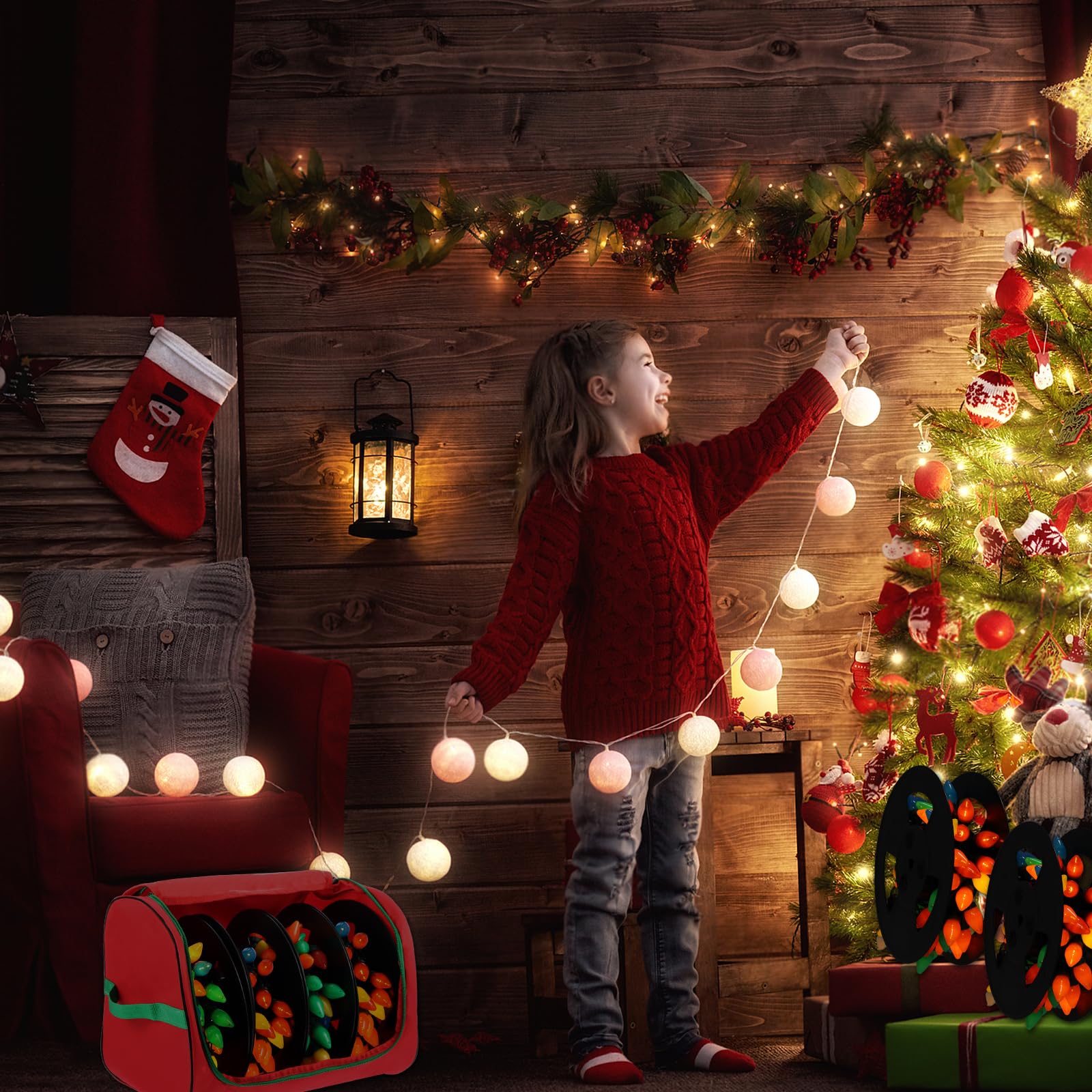 4 Stück Lichterketten Aufwickler Set mit Tasche – Kabel Organizer für Weihnachtsbeleuchtung & Kabel – Aufbewahrung ohne Kabelsalat