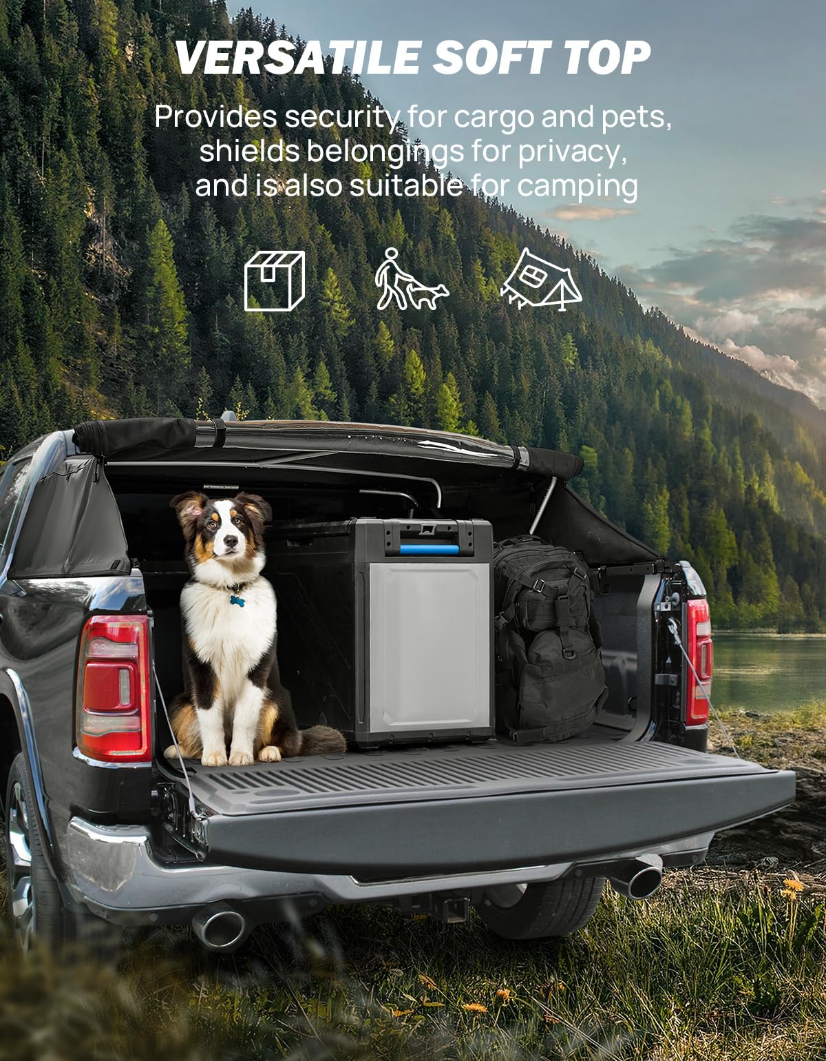 JOYTUTUS Truck Bed Soft Topper Compatible - Key Features