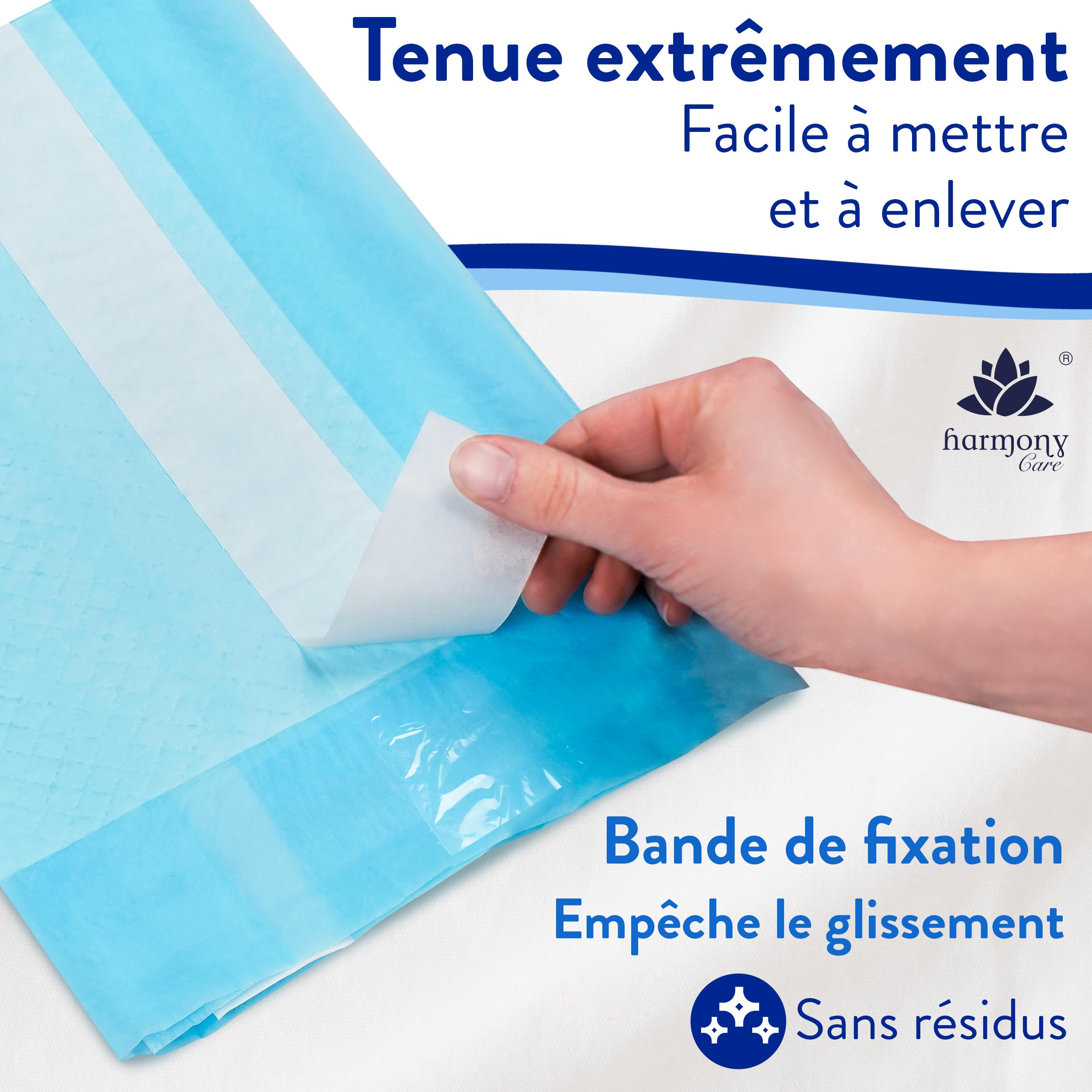 Harmony Care® 60 x Alèse jetable Adulte 60 x 90 cm avec Bandes adhésives – alèses Impermeable, alese jetable Bebe, Tapis de propreté Chien