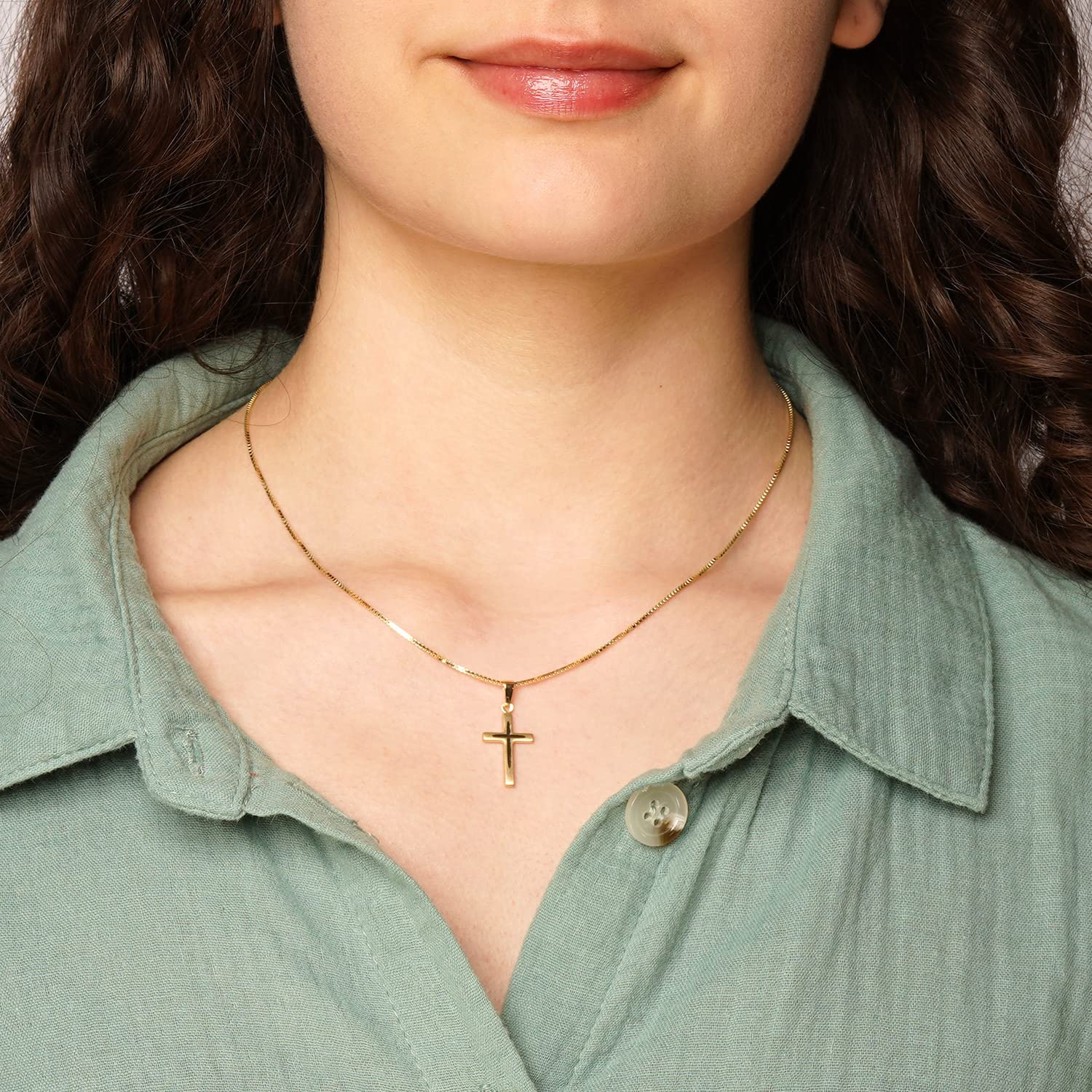 trendor Kreuz-Anhänger Gold 333 8 Kt. + Goldplattierte Silber-Halskette