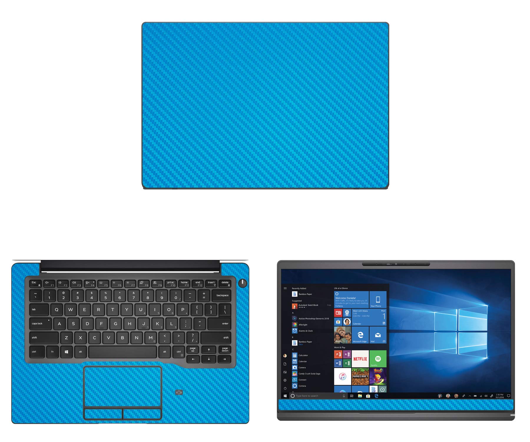 Decalrus - Protective Decal for Dell Latitude 7300 (13.3" Screen) Laptop LITE Blue Carbon Fiber Skin case Cover wrap CFdellLatitude13_7300LiteBlue