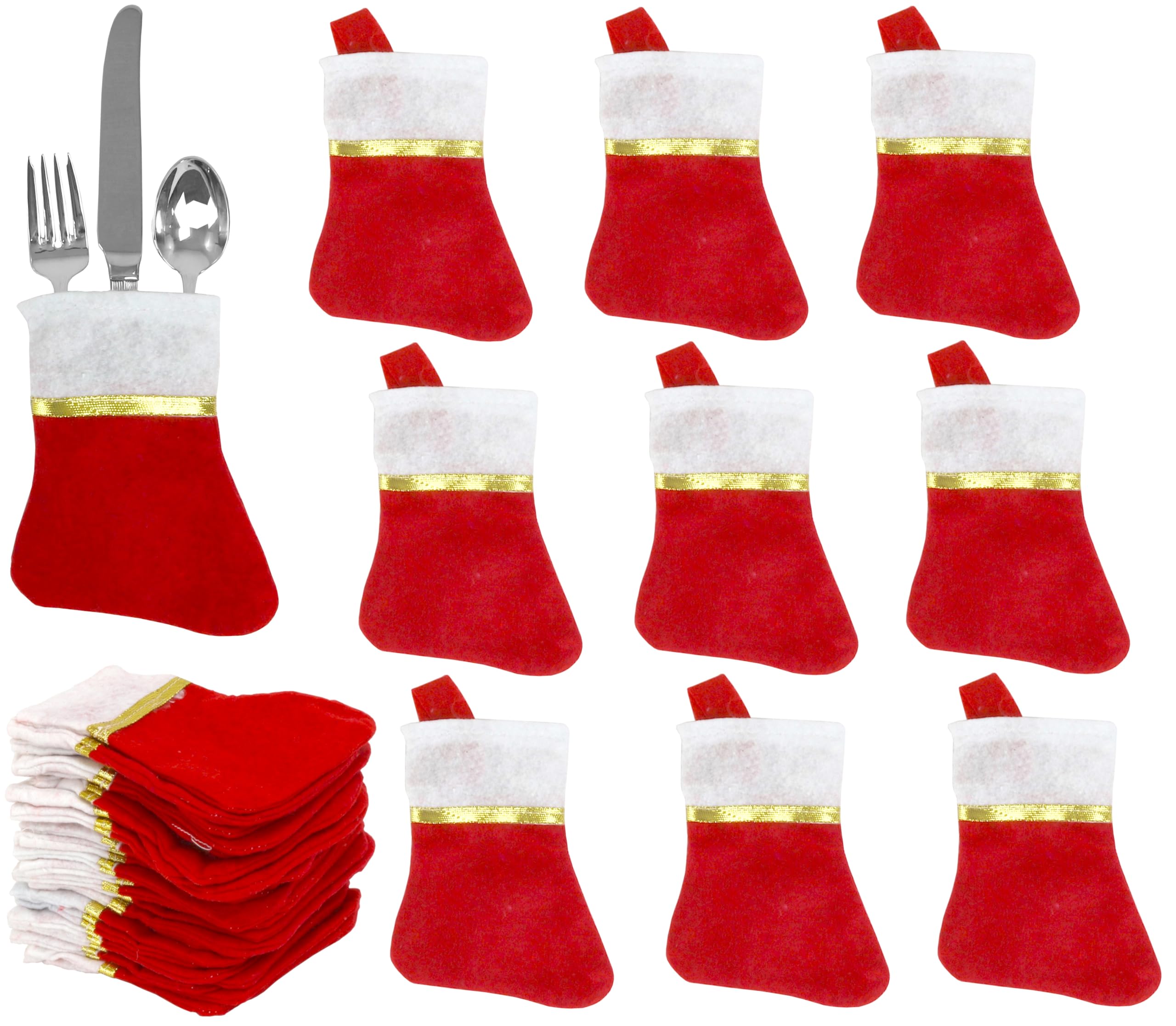 24-Pack Mini Christmas Stockings Red Felt