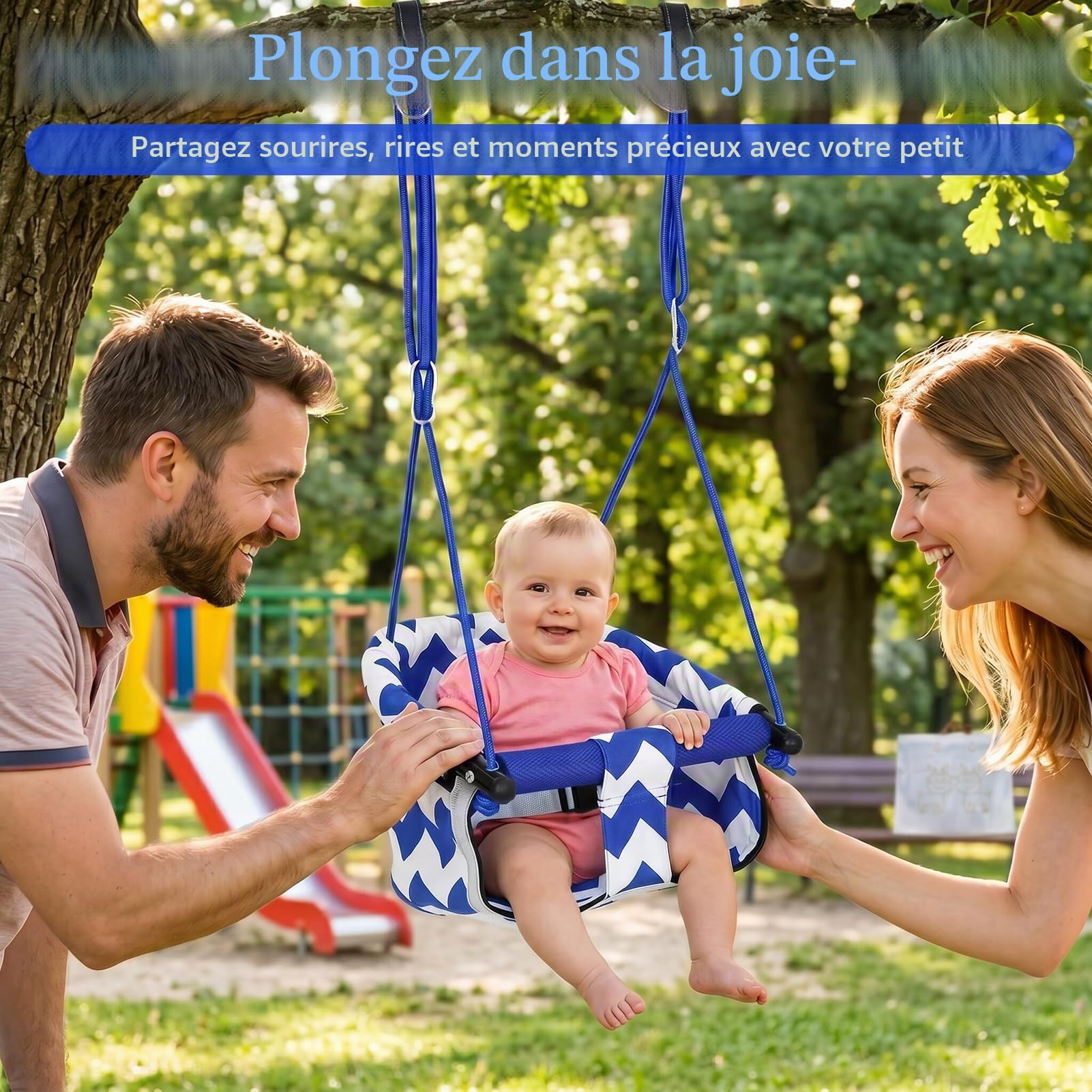 Balancoire Bebe,Siege Balancoire Bebe pour Intérieure et Extérieure Dès 6 Mois et Plus,Balancoire Exterieur avec Ceinture De Sécurité Et Corde Réglable,Balancoire Enfant Résistante jusqu'à 100KG+