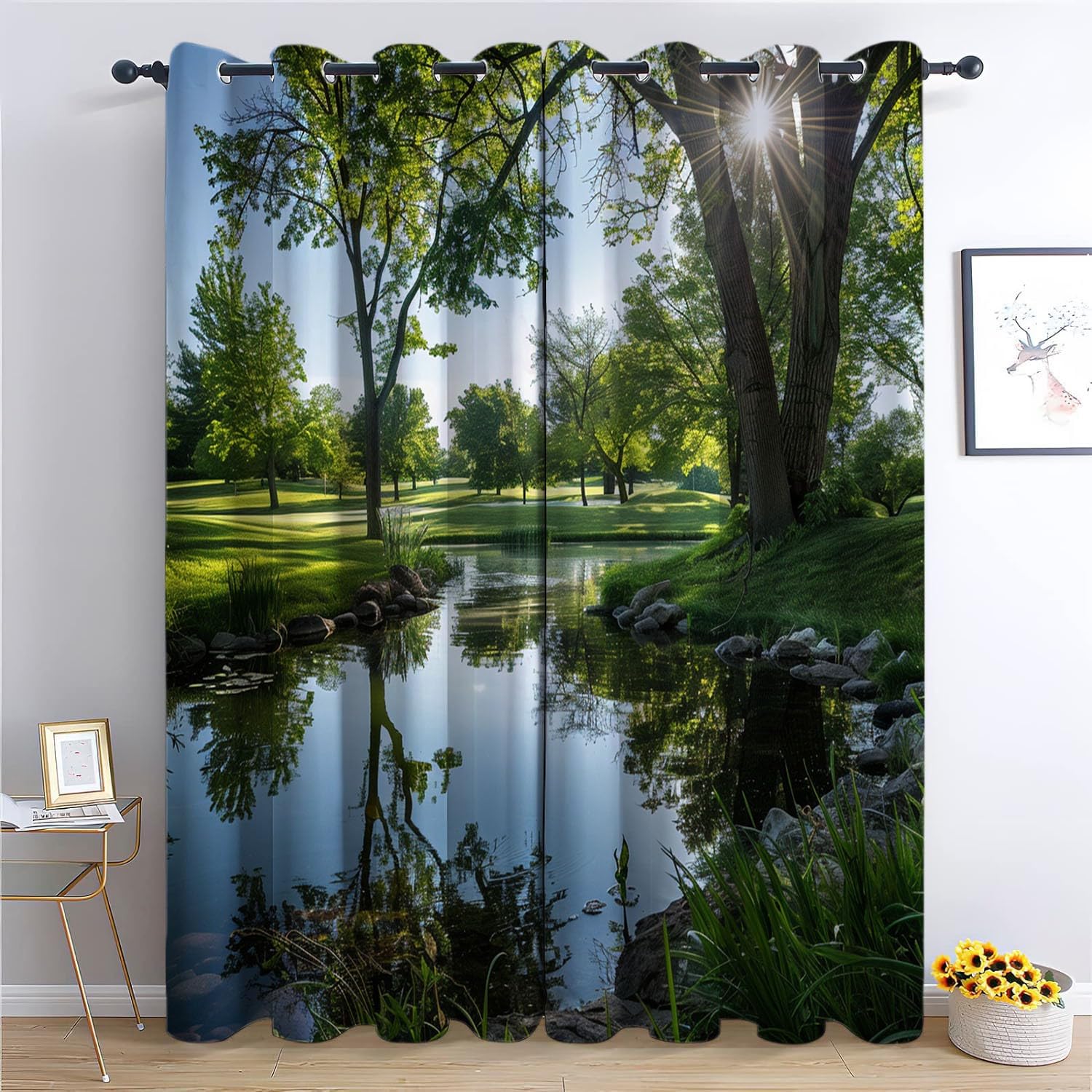 Rideaux occultants pour salon et chambre déco arbre vert