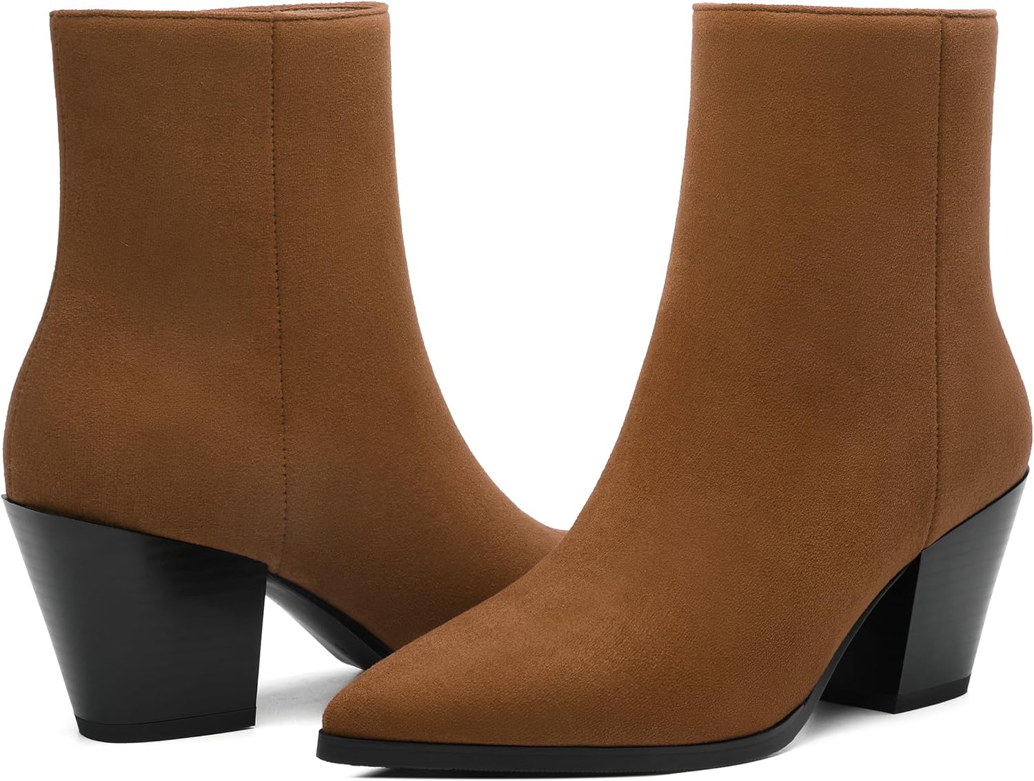 NUMALEO Womens Ankle Boots Chunky Low Heel Pointed Toe Heeled Booties Side Zipper Comfy Fall Winter Boots 2.5" Dress Shoes - Image 3