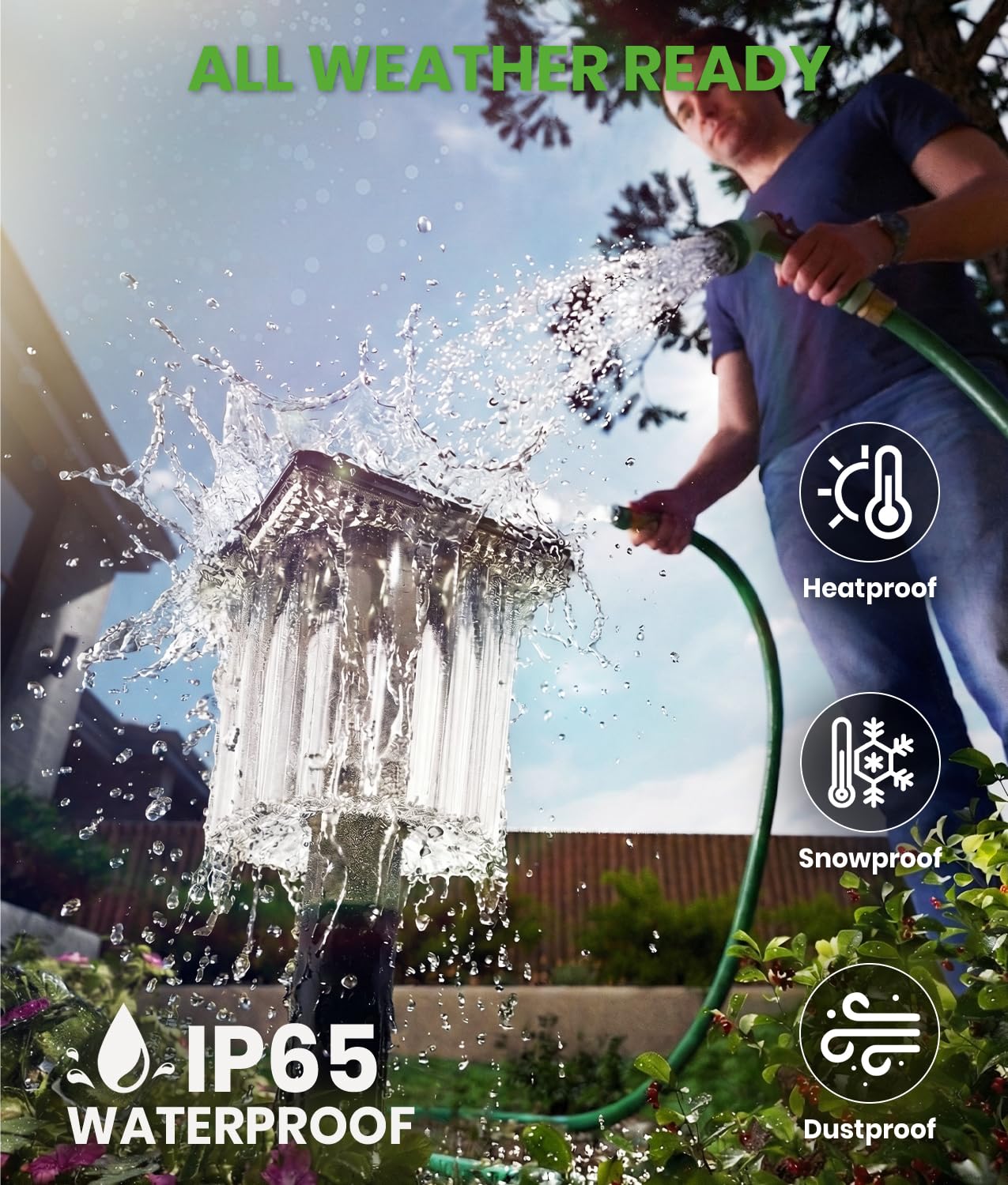 BITPOTT Confezione da 4 luci solari super luminose, regolabili, calde e fredde, impermeabili, IP65, accensione e spegnimento automatici, luce decorativa per esterni, per giardino, paesaggio, sentiero