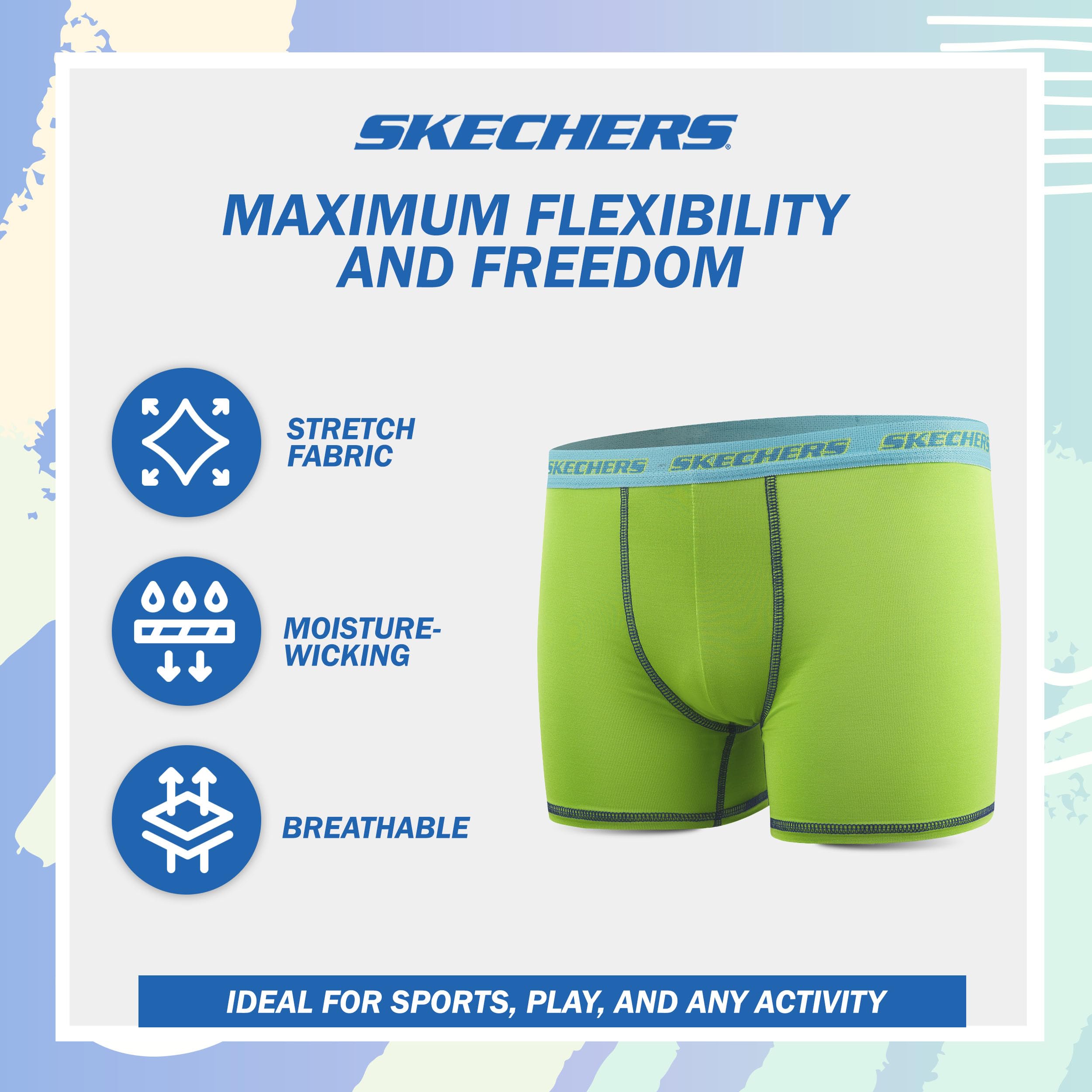Skechers Paquete de 4 calzoncillos tipo bóxer para niños, duraderos, elásticos, transpirables, absorben la humedad