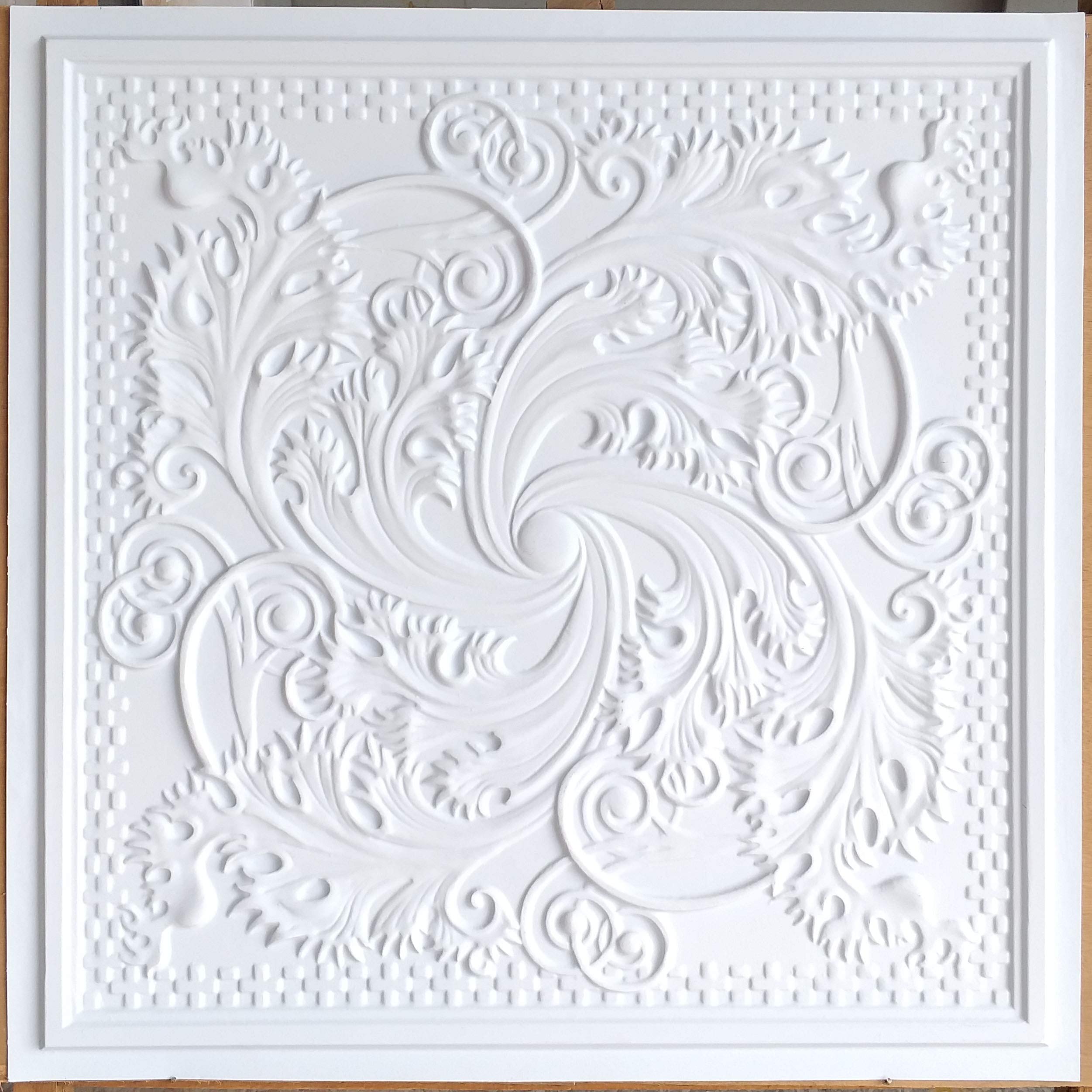 PAINTSDECOR Tin Ceiling Tiles in Faux finishes White matt PL62 Pack of 10pcs