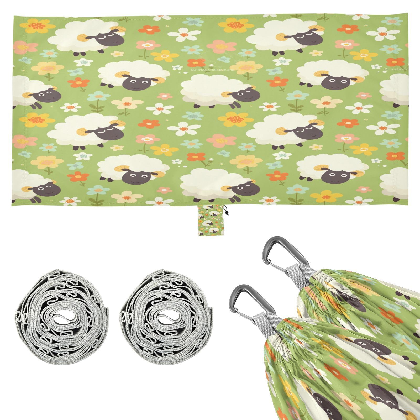 ATTX Cute Cartoon Sheep Camping Hammock - Lightweight & Portable Hammocks, Heavy Duty 330lbs Capacity for Indoor, Hiking, Backpacking, Travel, Backyard, Beach#196