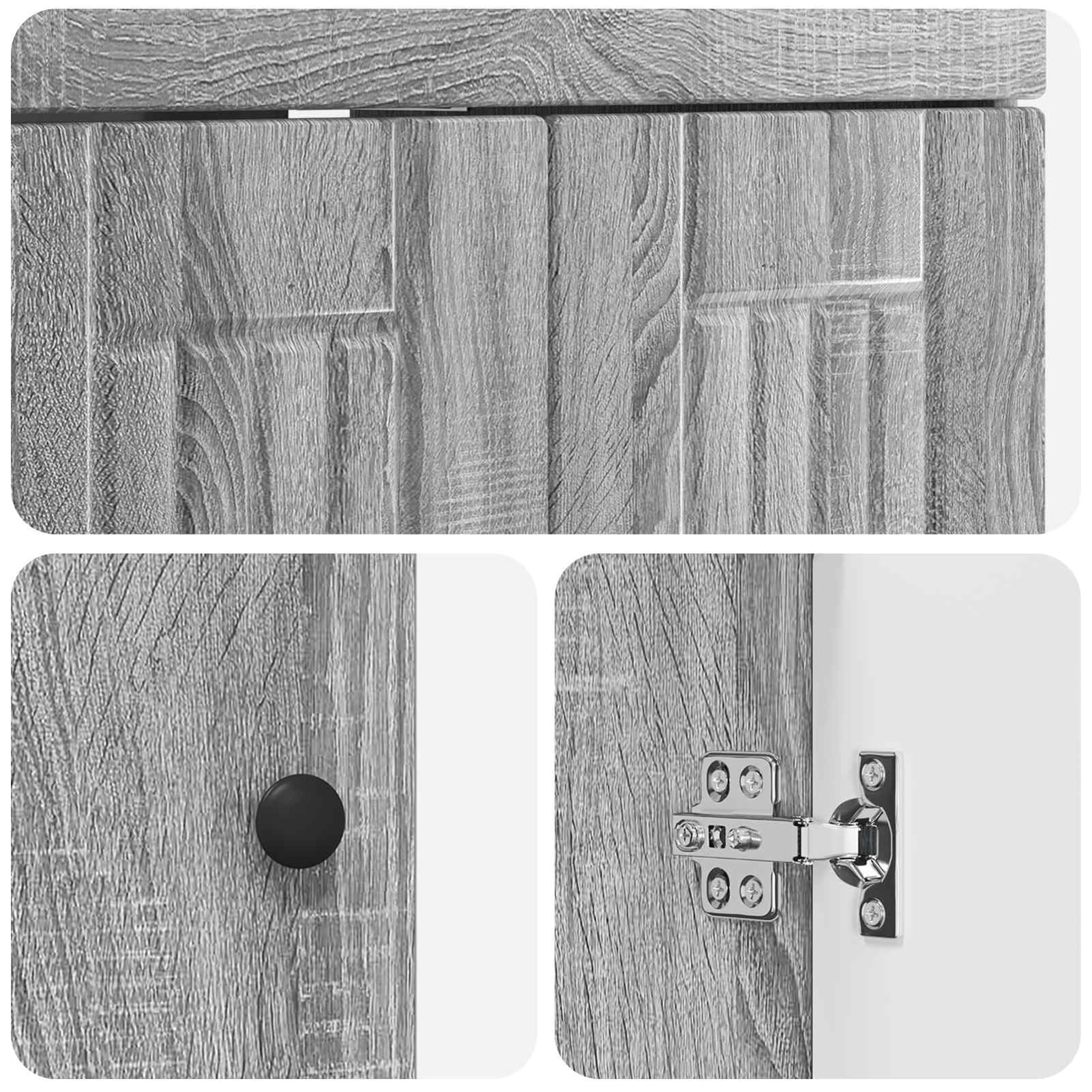 Gecheer Badezimmermöbel-Set Grau Sonoma 56 x 37,5 x 81 cm Holzwerkstoff, Badezimmerschrank Hängender Badschrank Aufbewahrungsschrank fürs Badezimmer3404190