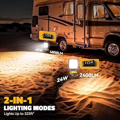 Miniatura 2 de Luz de trabajo mejorada 2022 para DeWALT luces LED cuadradas de trabajo de inundación de 27 W, luz de batería de litio de 18 V20 V MAX con