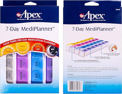 Miniatura 10 de Organizador de píldoras Apex para 7 días , 70069B, Paquete de 1, Multicolor, 1, 1