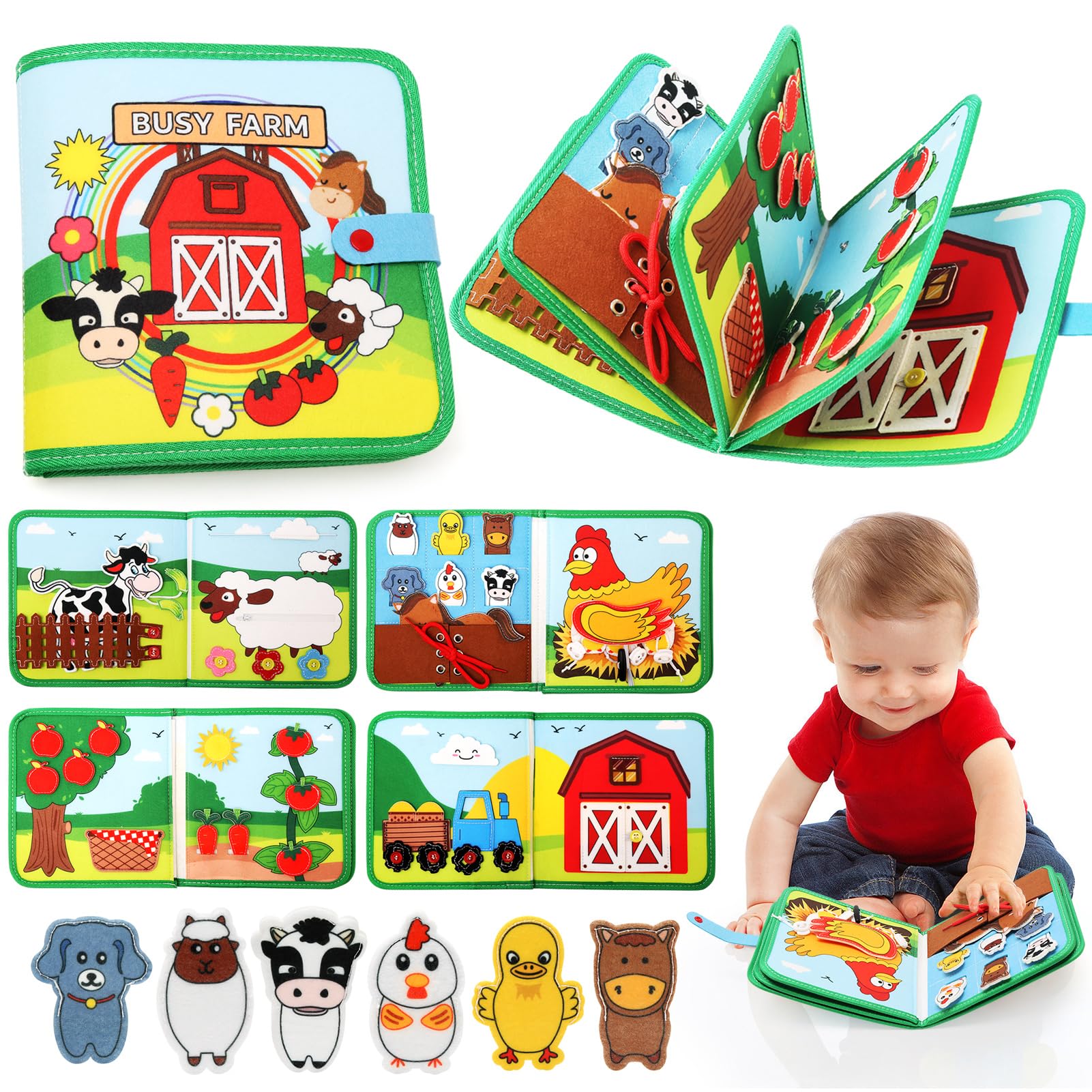 Bauernhof Busy Book Aus Filz – Montessori Spielzeug Für Kinder 1-4 Jahre