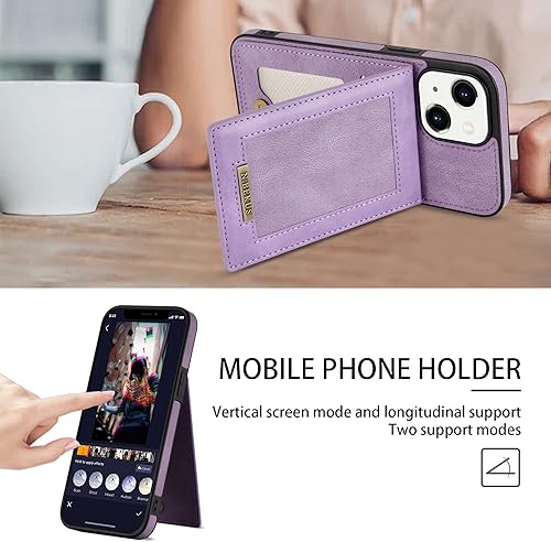 Miniatura 3 de Funda compatible con iPhone 13 Mini de 5.4 pulgadas con soporte de cuero para tarjetas de crédito, cierre magnético, accesorios para celulares,